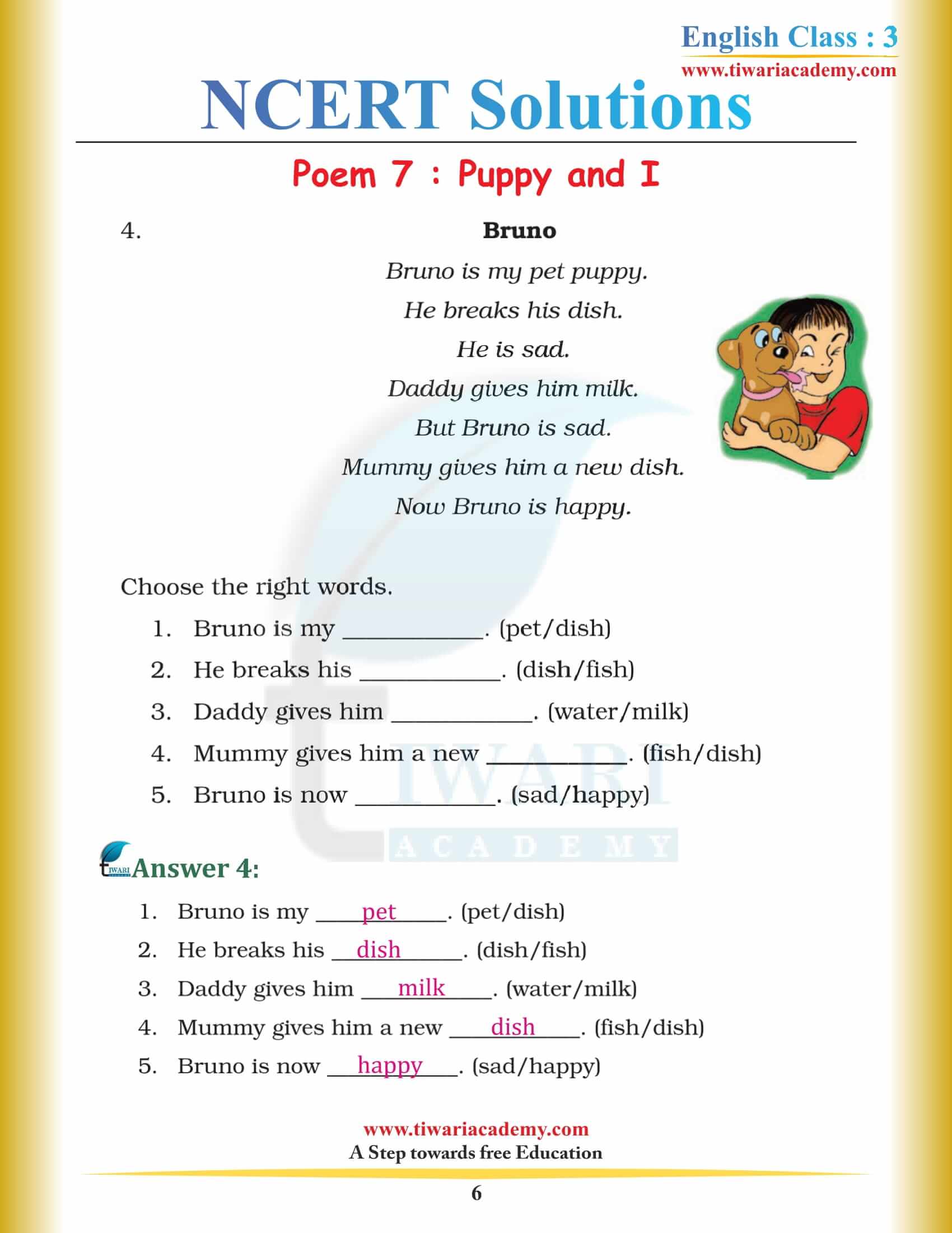 Class 3 English Unit 7 question answers