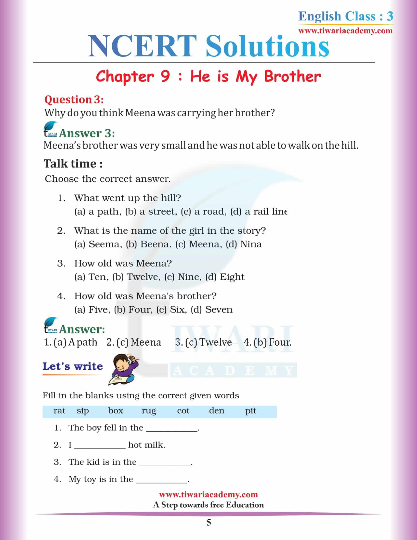 Class 3 NCERT English Book Unit 9