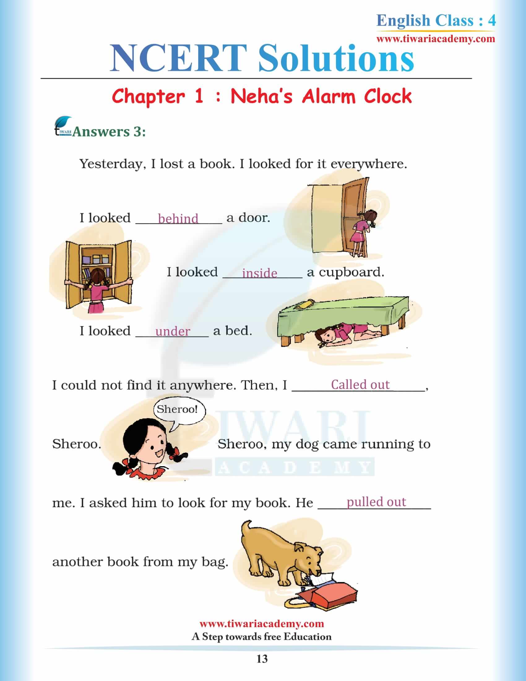 Class 4 English Unit 1 NCERT Solutions free download