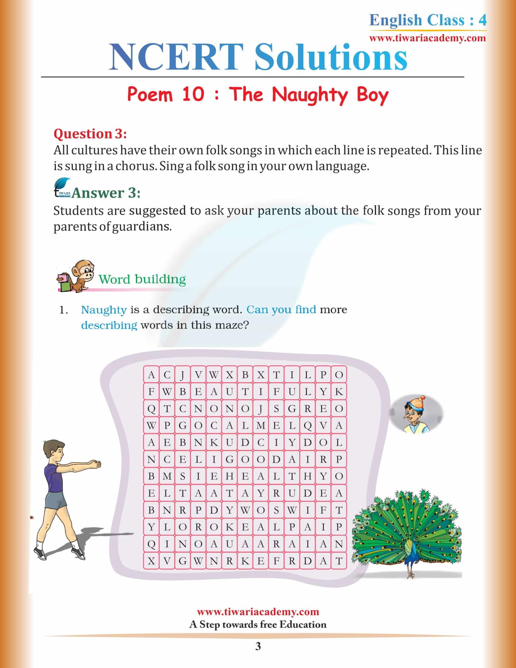 NCERT Solutions for Class 4 English Unit 10 answers