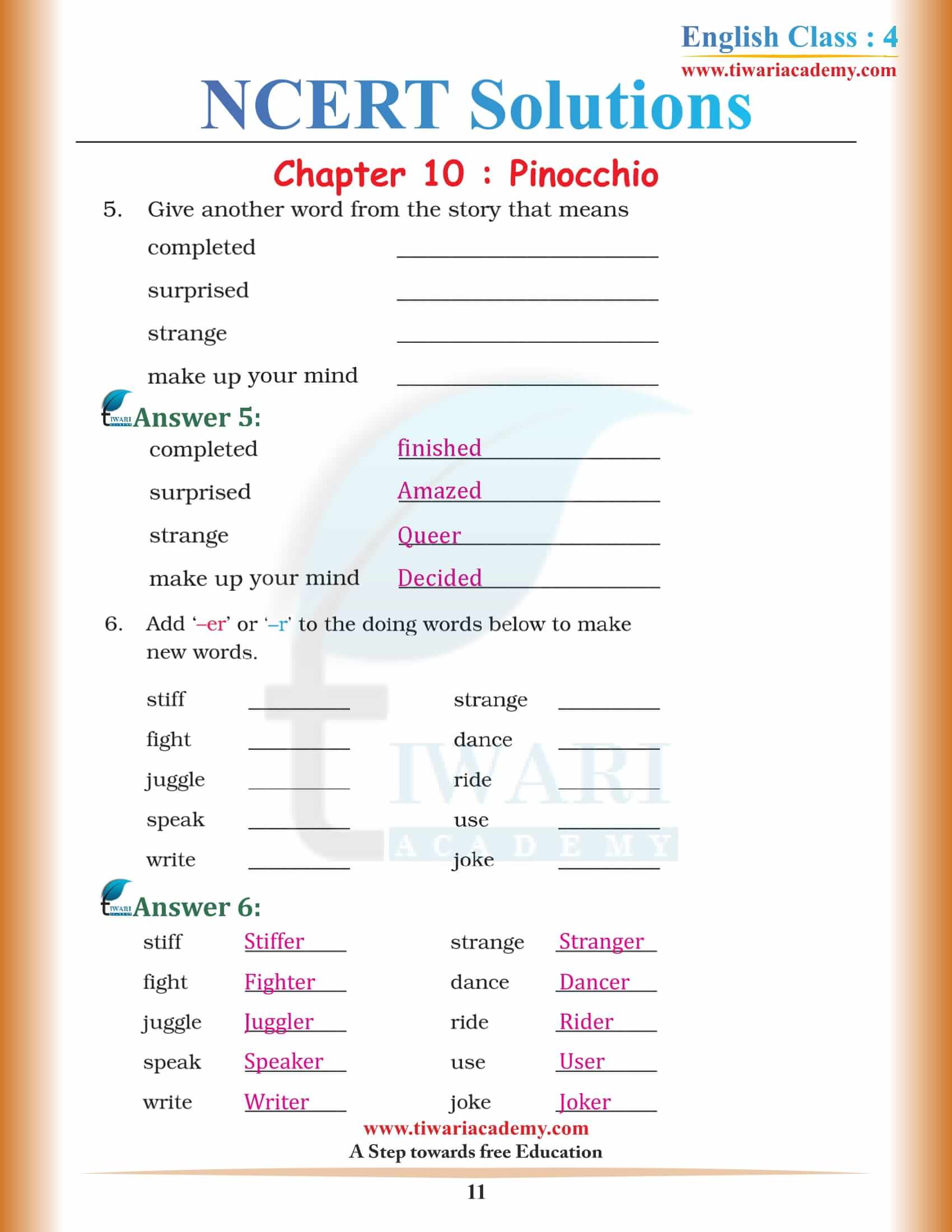 Class 4 NCERT English Book Unit 10 free