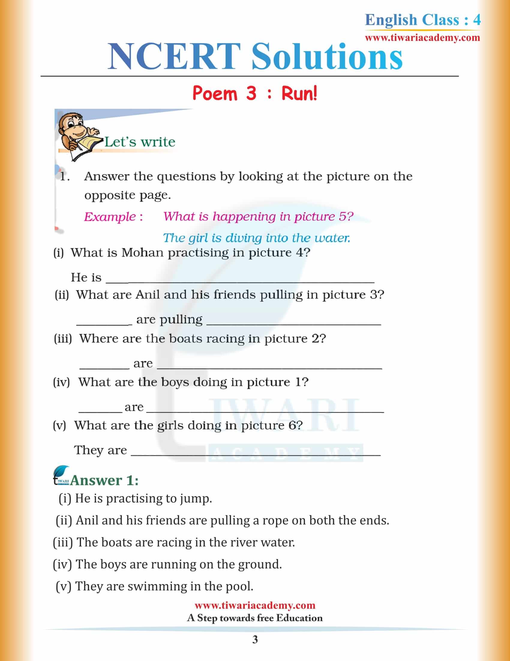 NCERT Solutions for Class 4 English Unit 3
