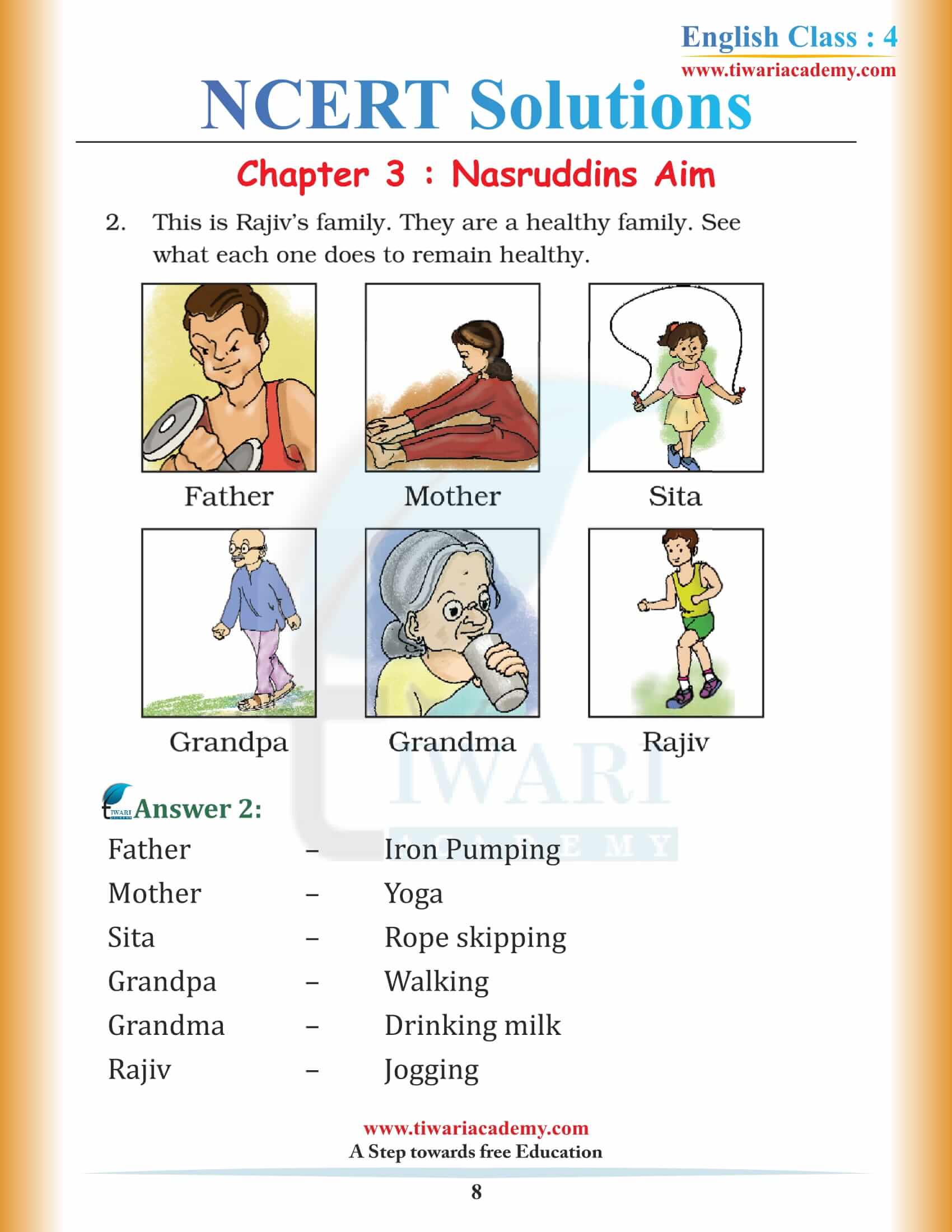 Class 4 English Unit 3 NCERT Solutions