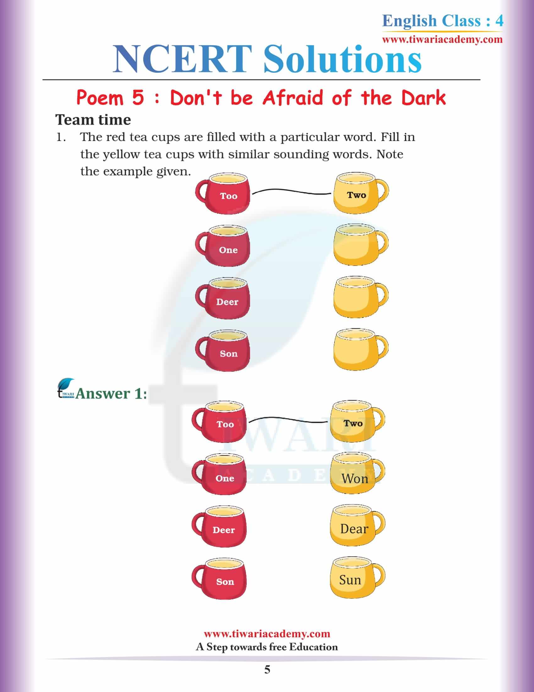 Class 4 English Unit 5 NCERT Solutions