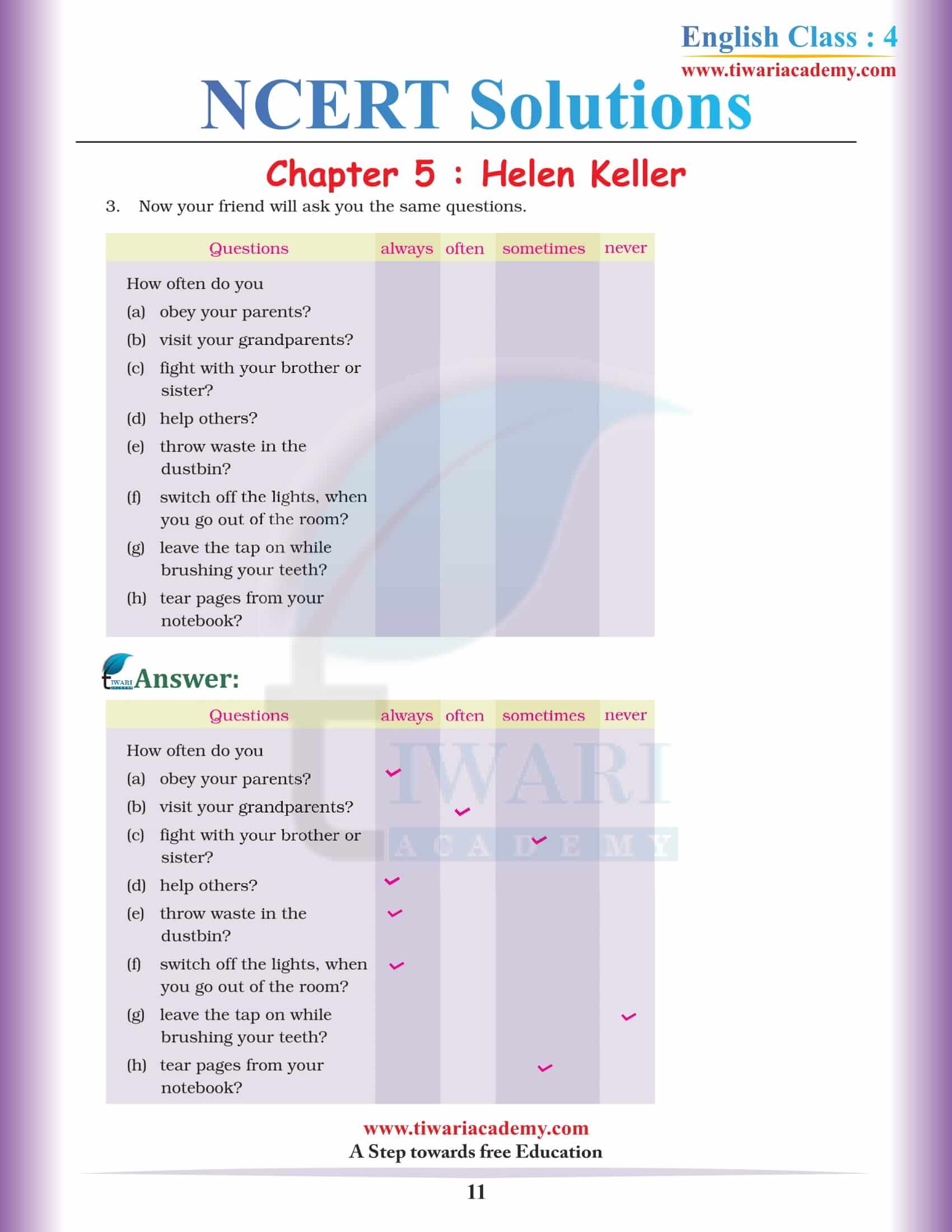 Class 4 English Unit 5 NCERT PDF solutions