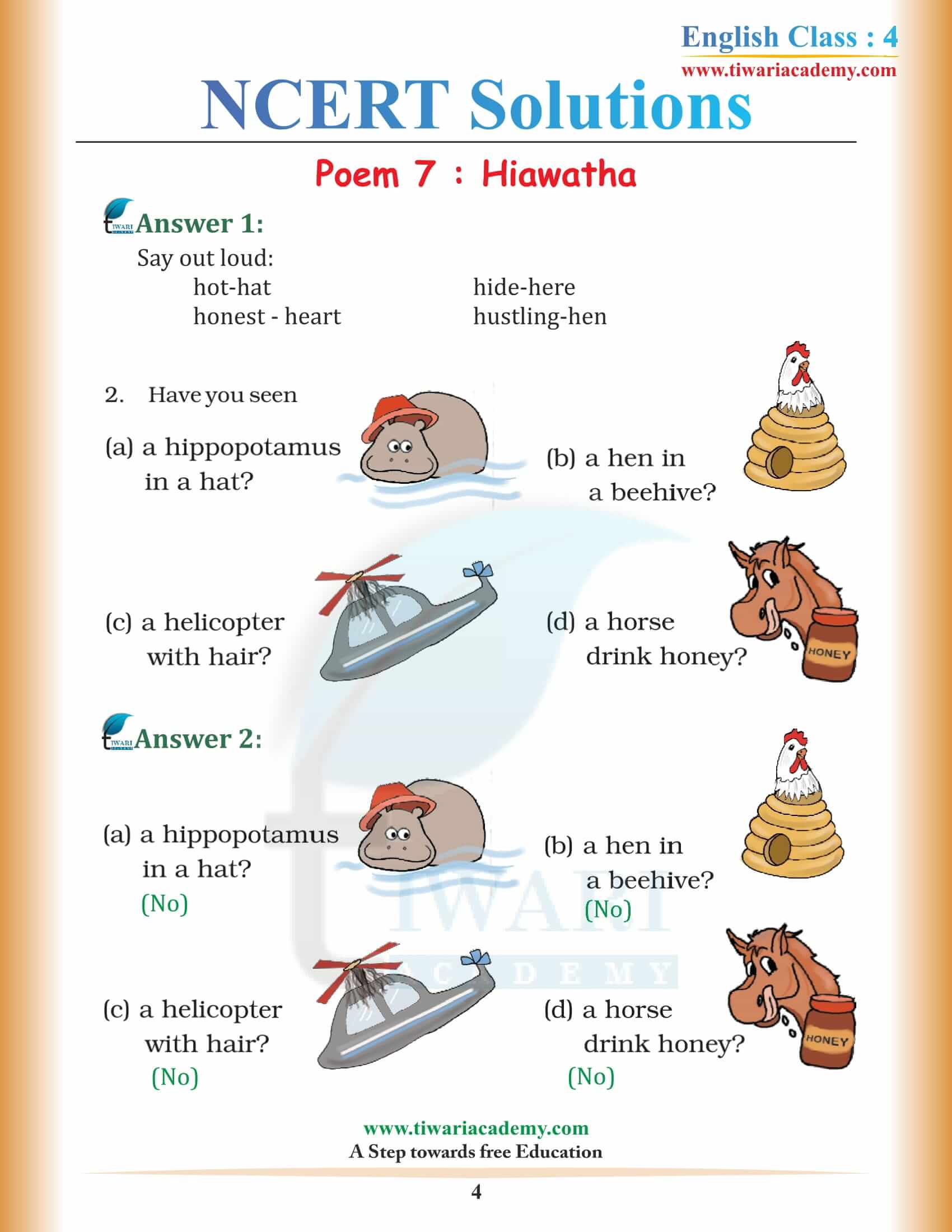 Class 4 English Unit 7