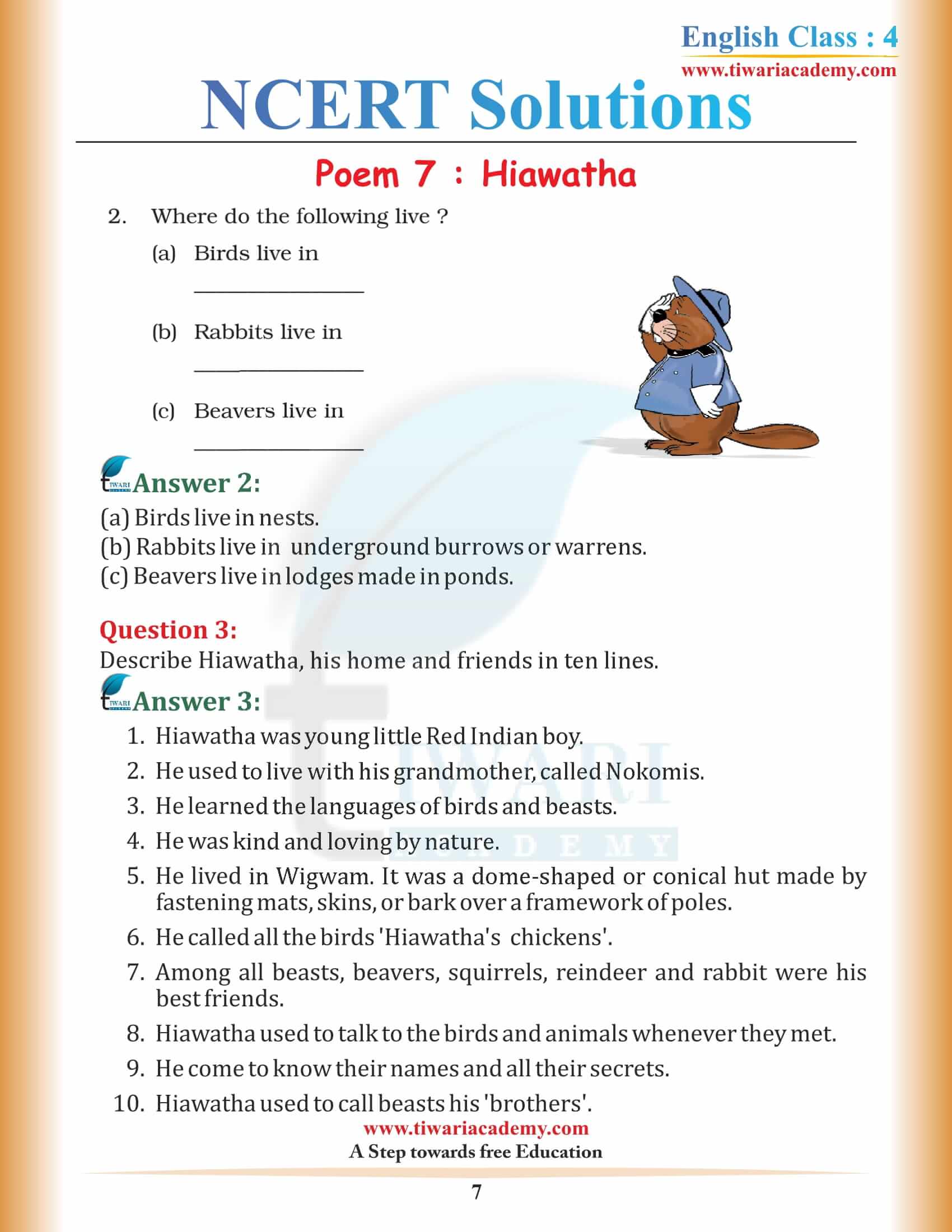 Class 4 English Unit 7 answers