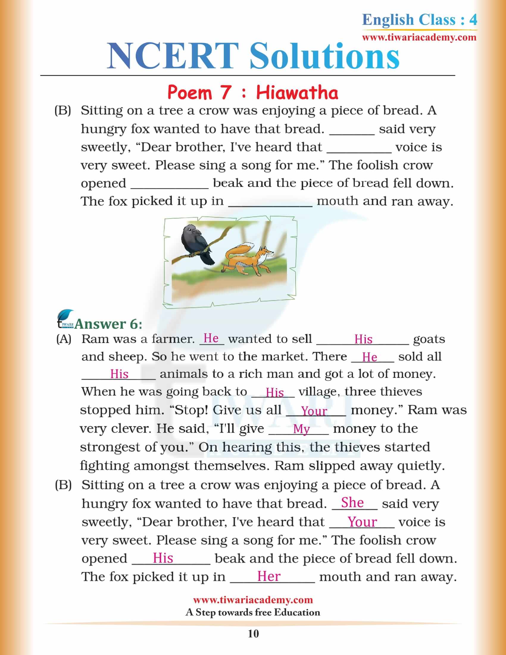 Class 4 English Unit 7 answers