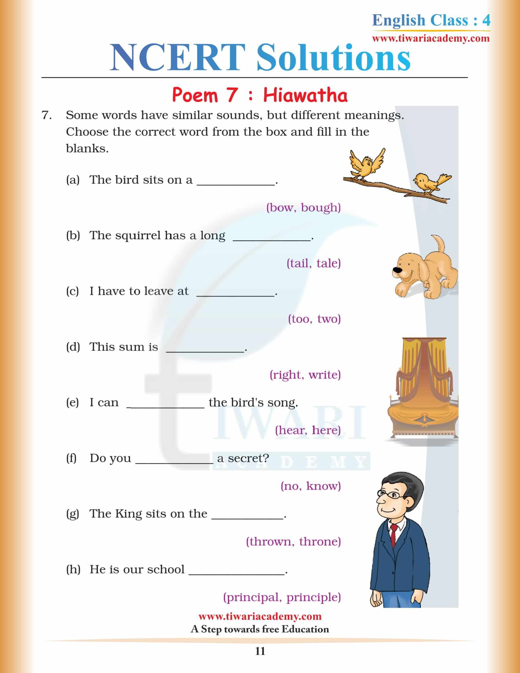 Class 4 English Unit 7 solutions