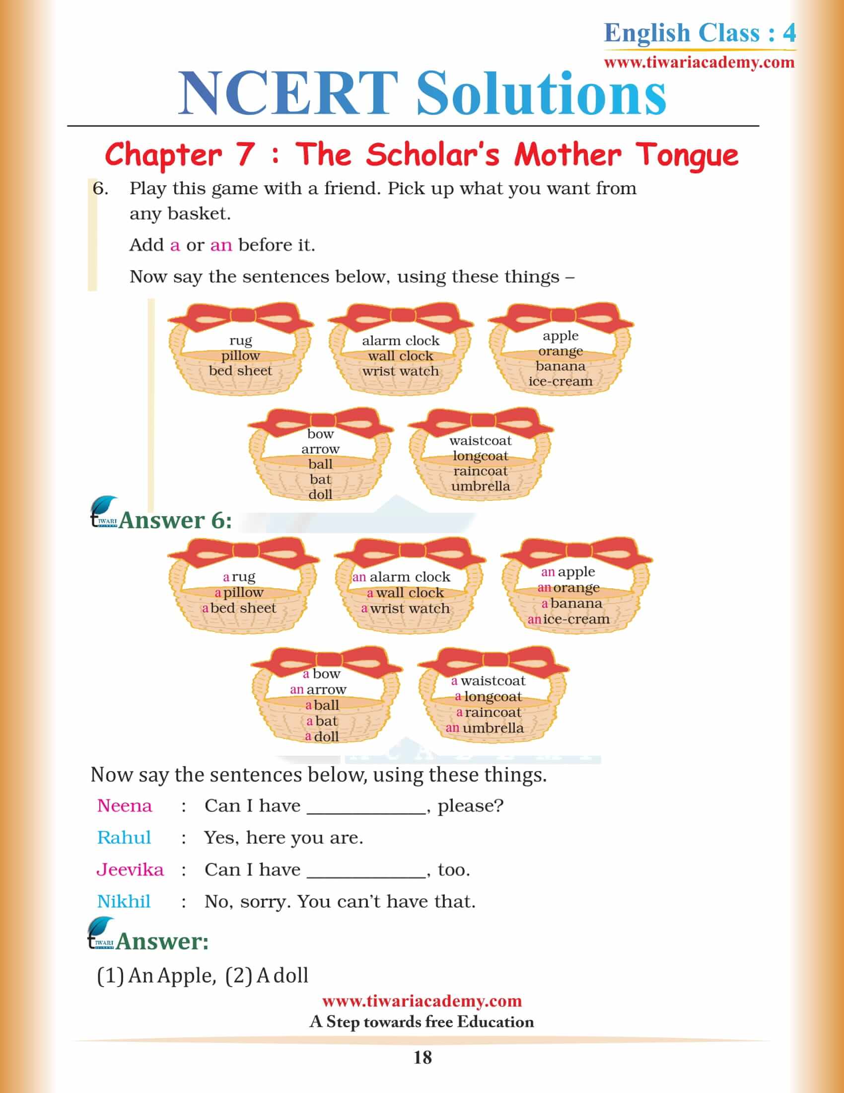 Class 4 NCERT English Book Unit 7 Solutions