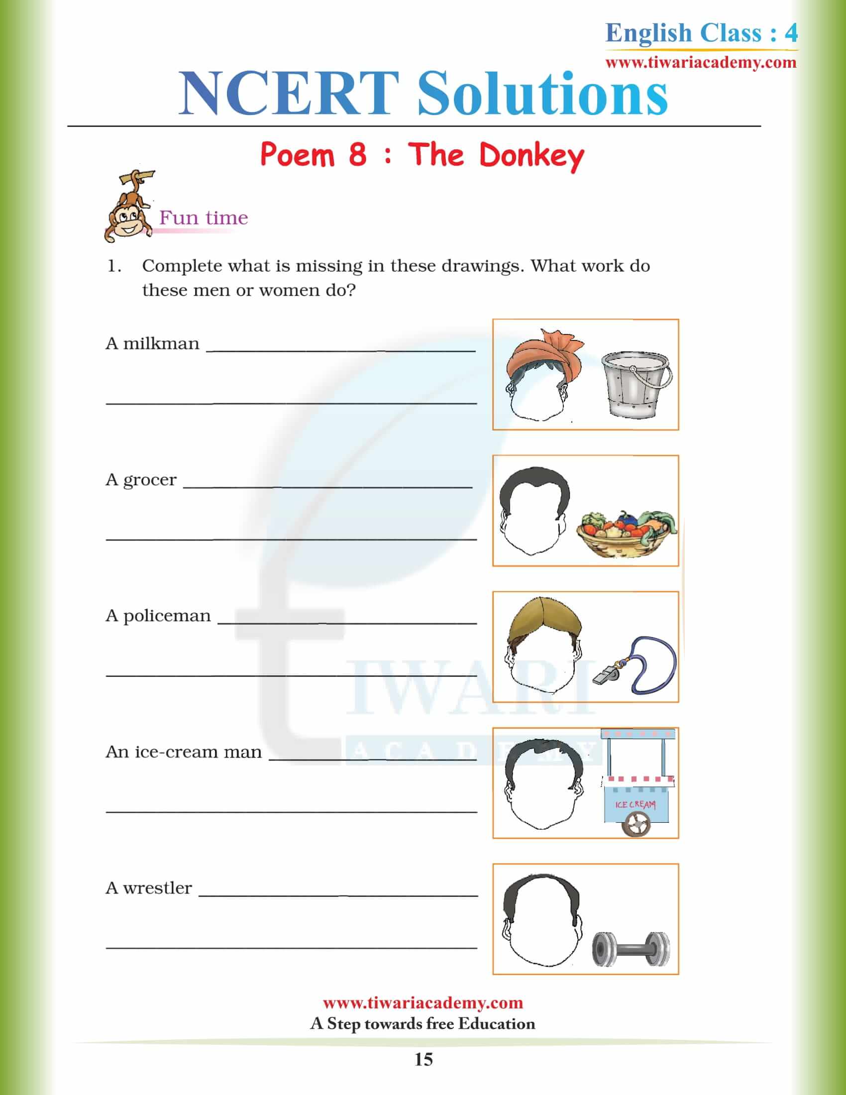 Class 4 NCERT English Book Unit 8 Question Answers