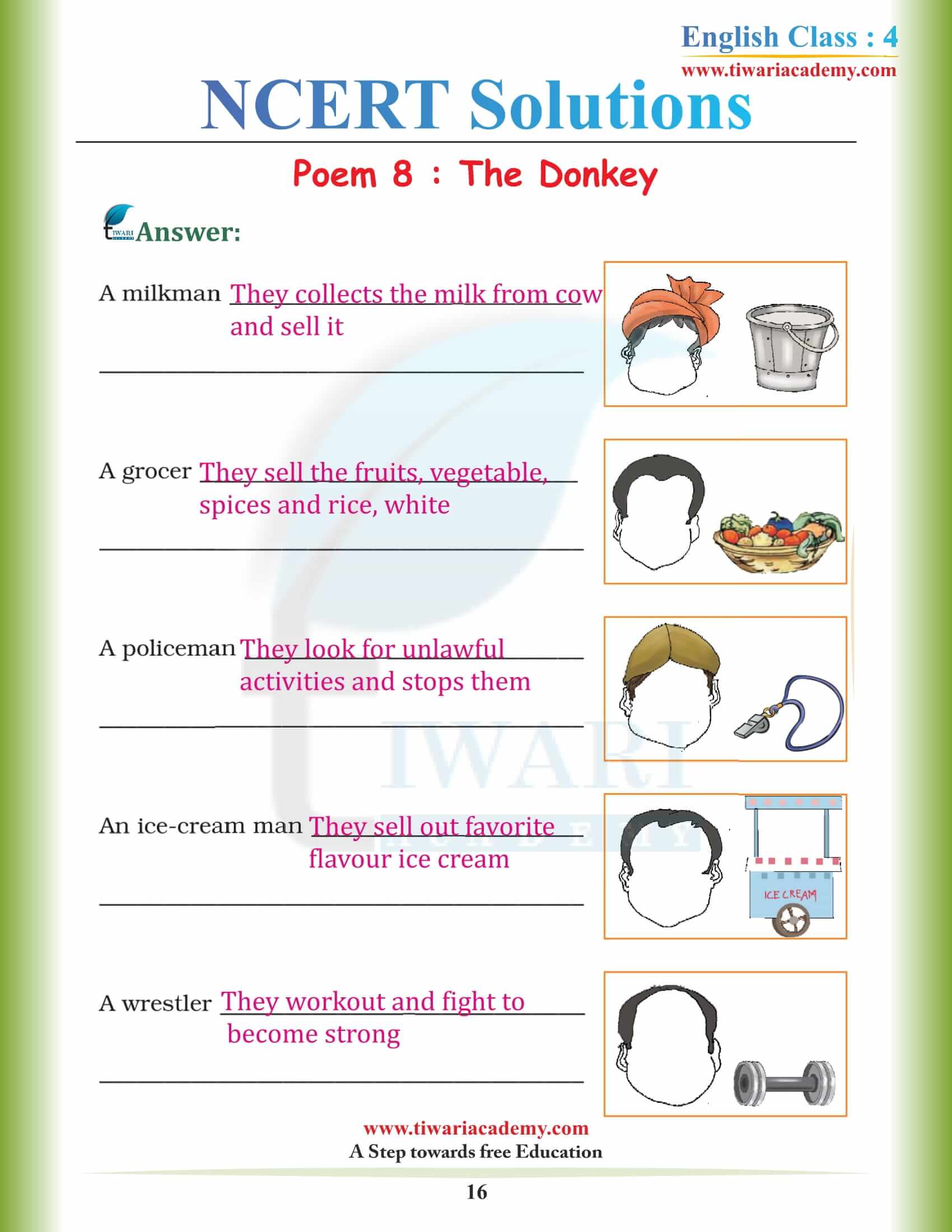 Class 4 NCERT English Book Unit 8 q and a