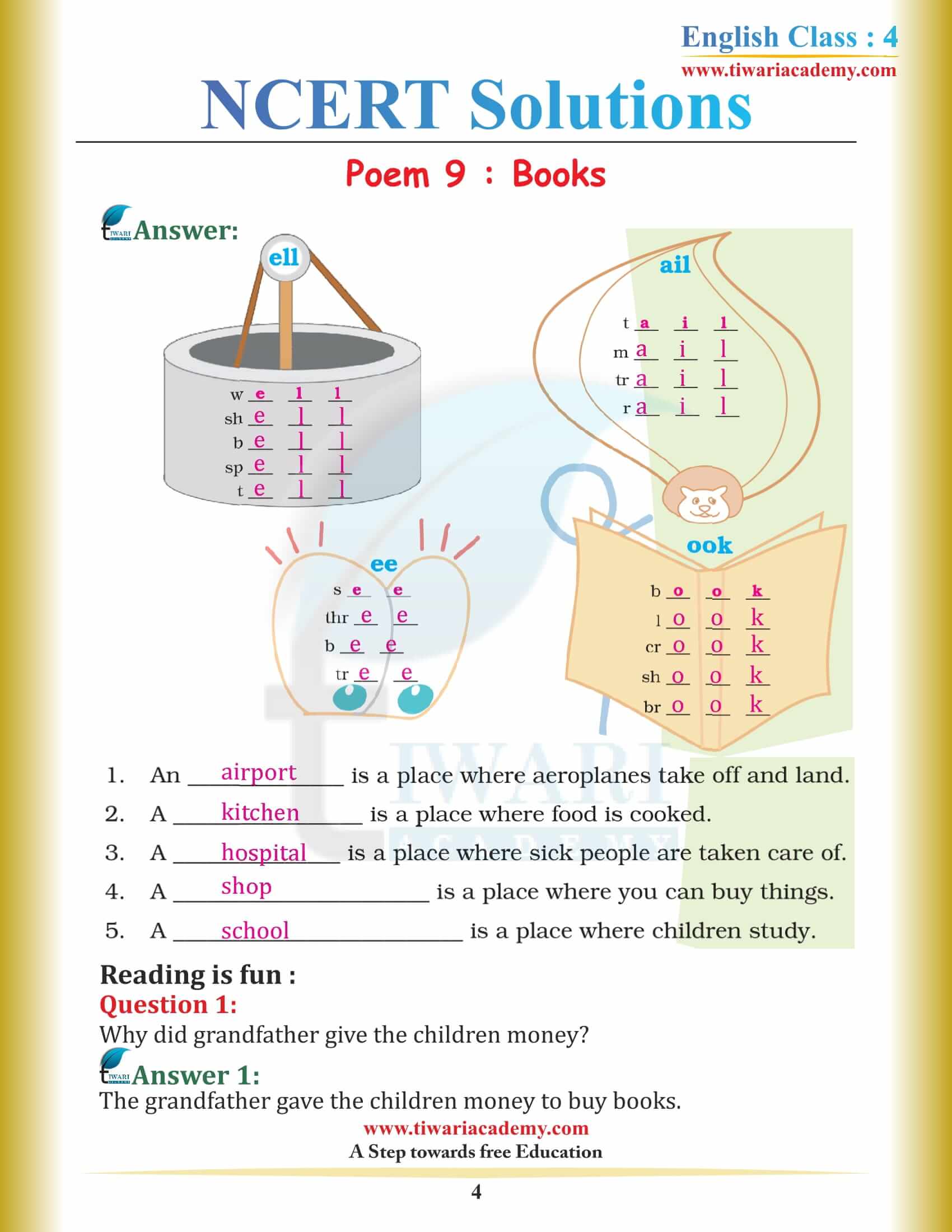 Class 4 English Chapter 9 NCERT Solutions