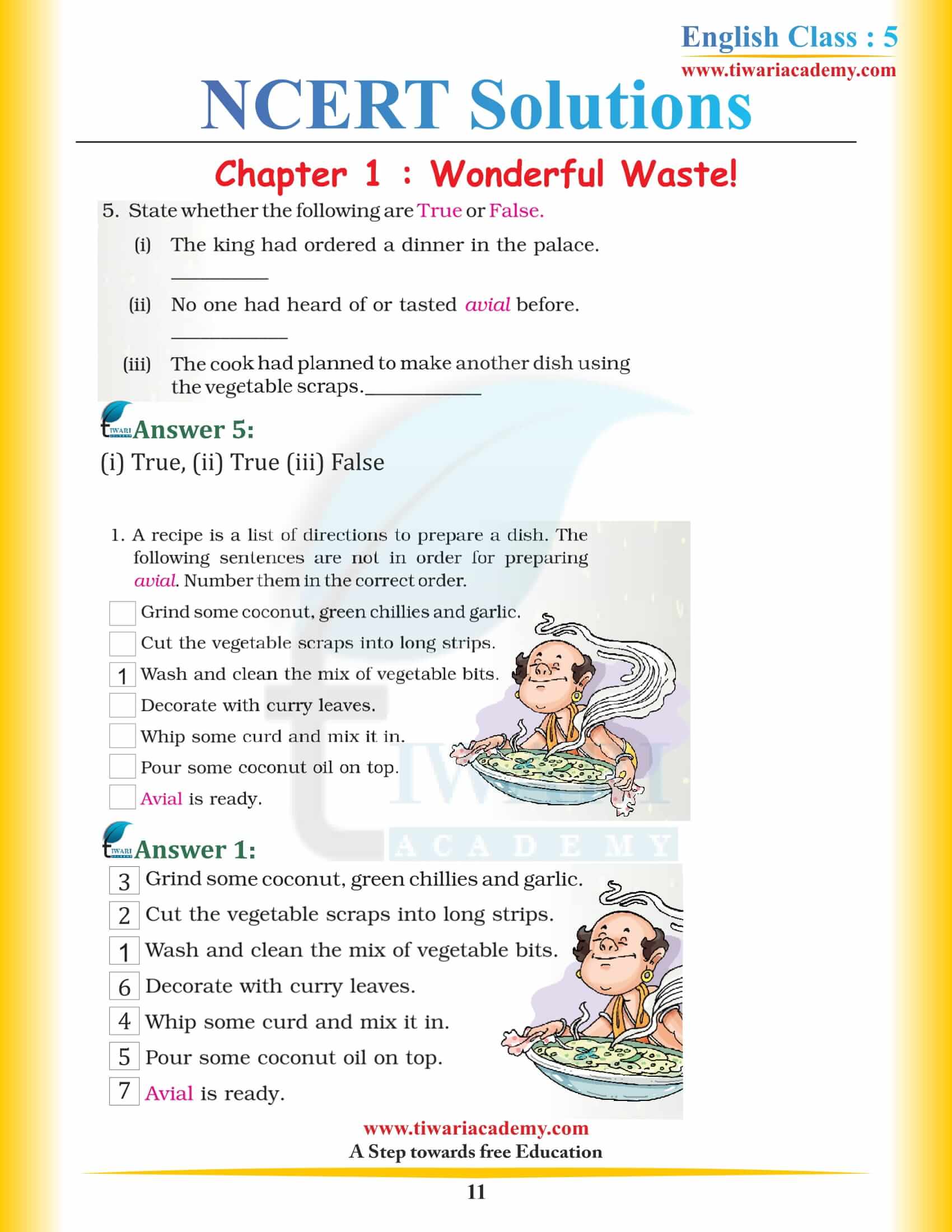 NCERT Solutions for Class 5 English Chapter 1 Wonderful Waste answers