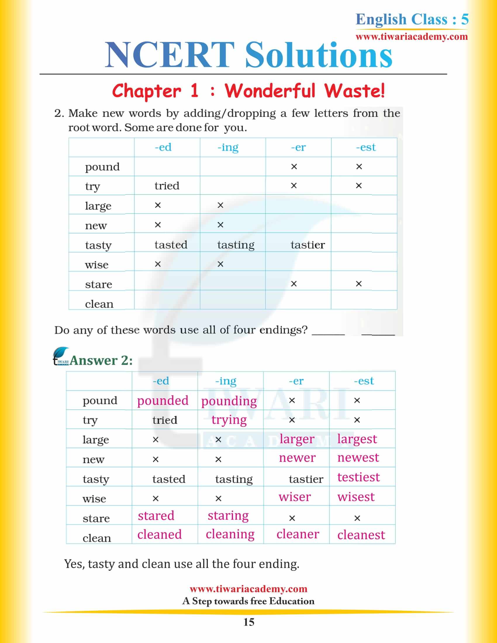 Class 5 English Chapter 1 Wonderful Waste