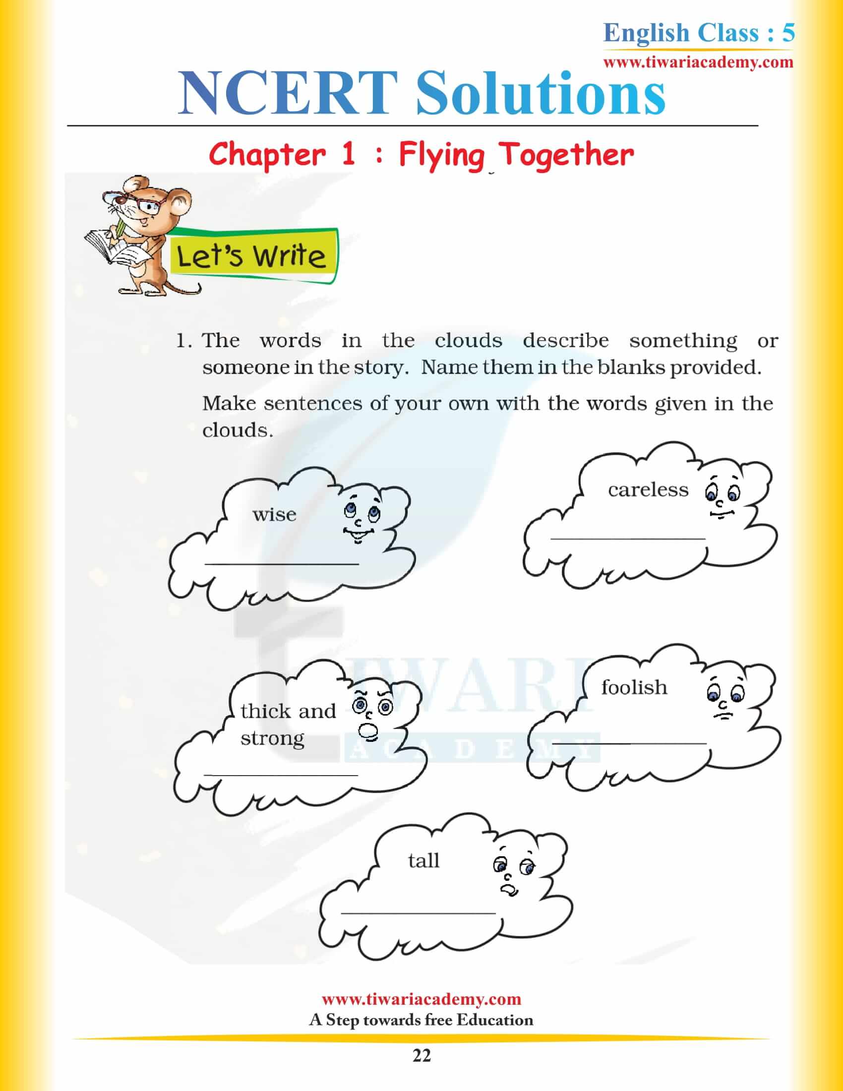 Class 5 English Chapter 1 Flying Together NCERT Questions answers