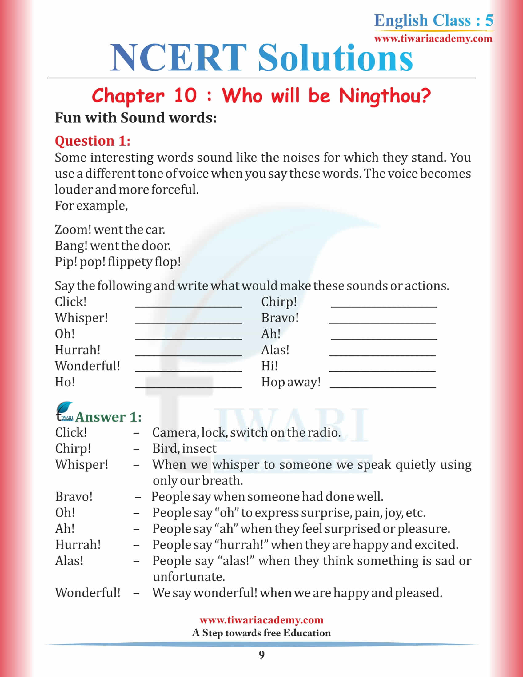 NCERT Solutions for Class 5 English Chapter 10 Who Will be Ningthou? in Hindi Medium