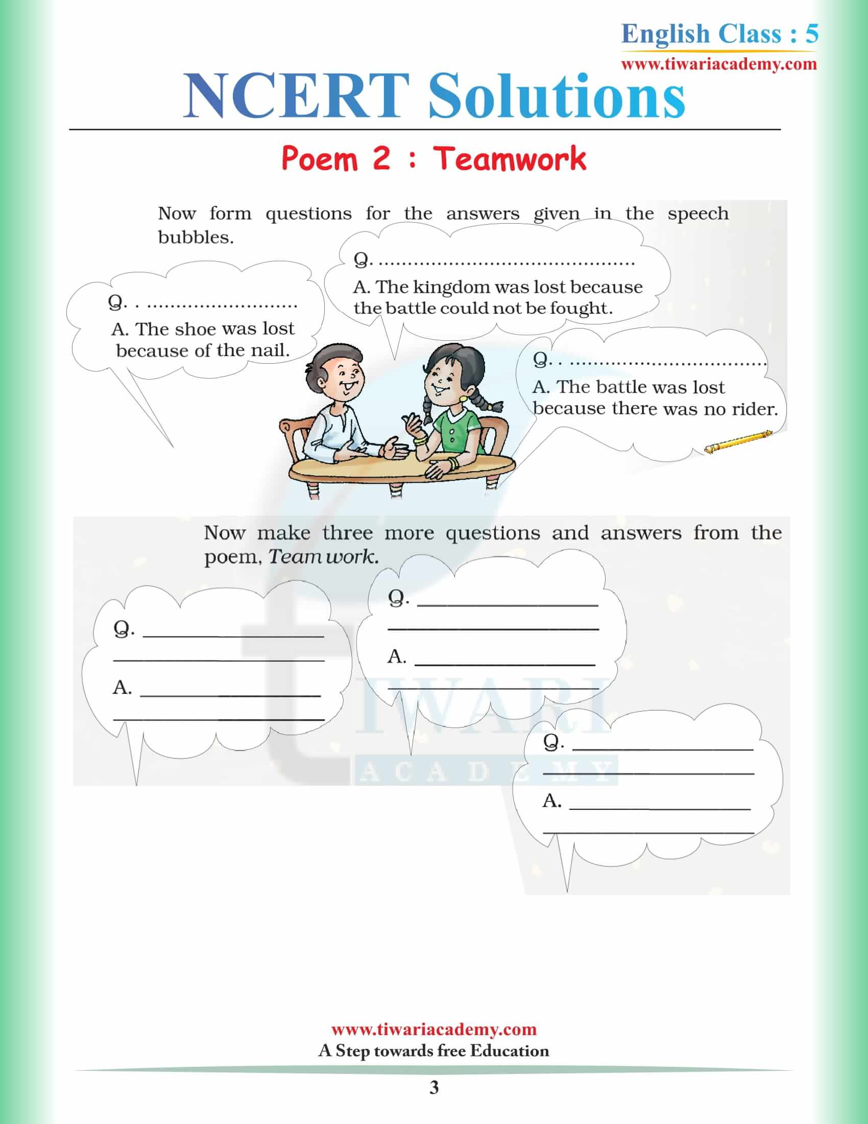 NCERT Solutions for Class 5 English Chapter 2