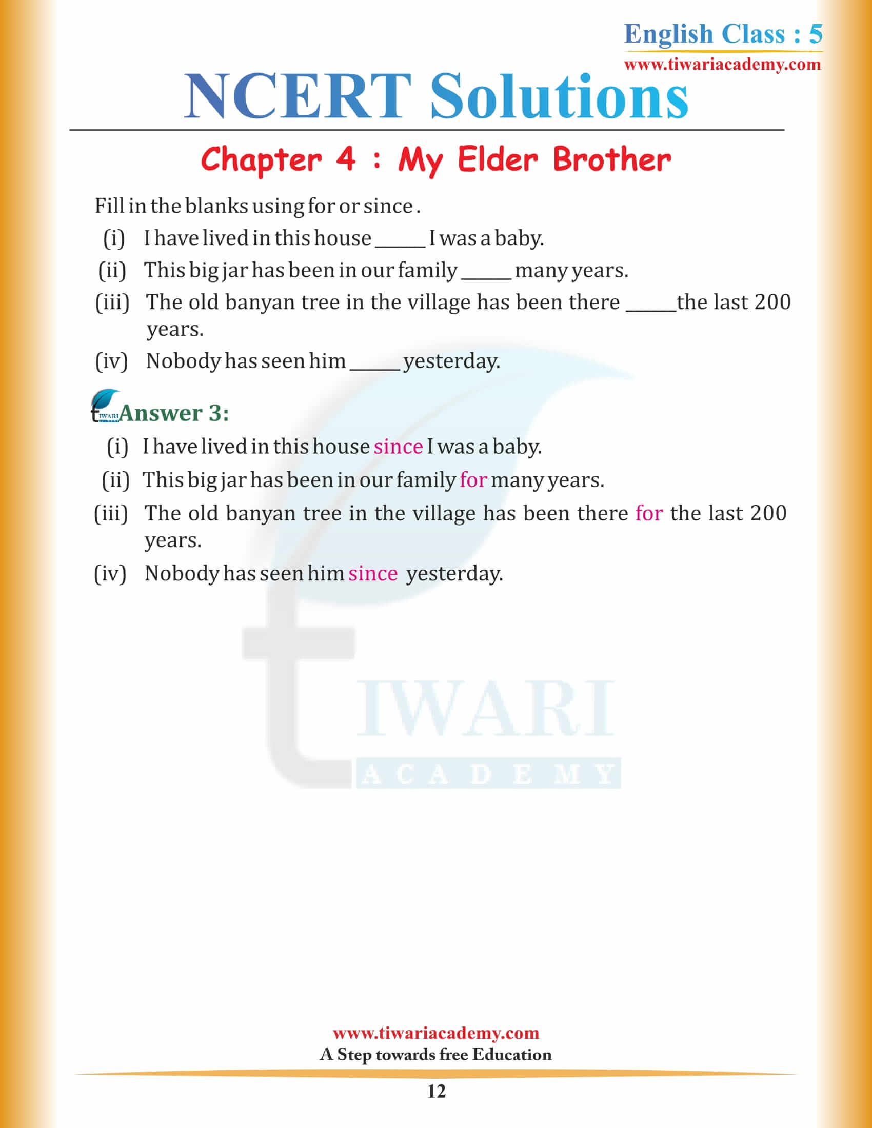 Class 5 English Chapter 4 My Elder Brother free