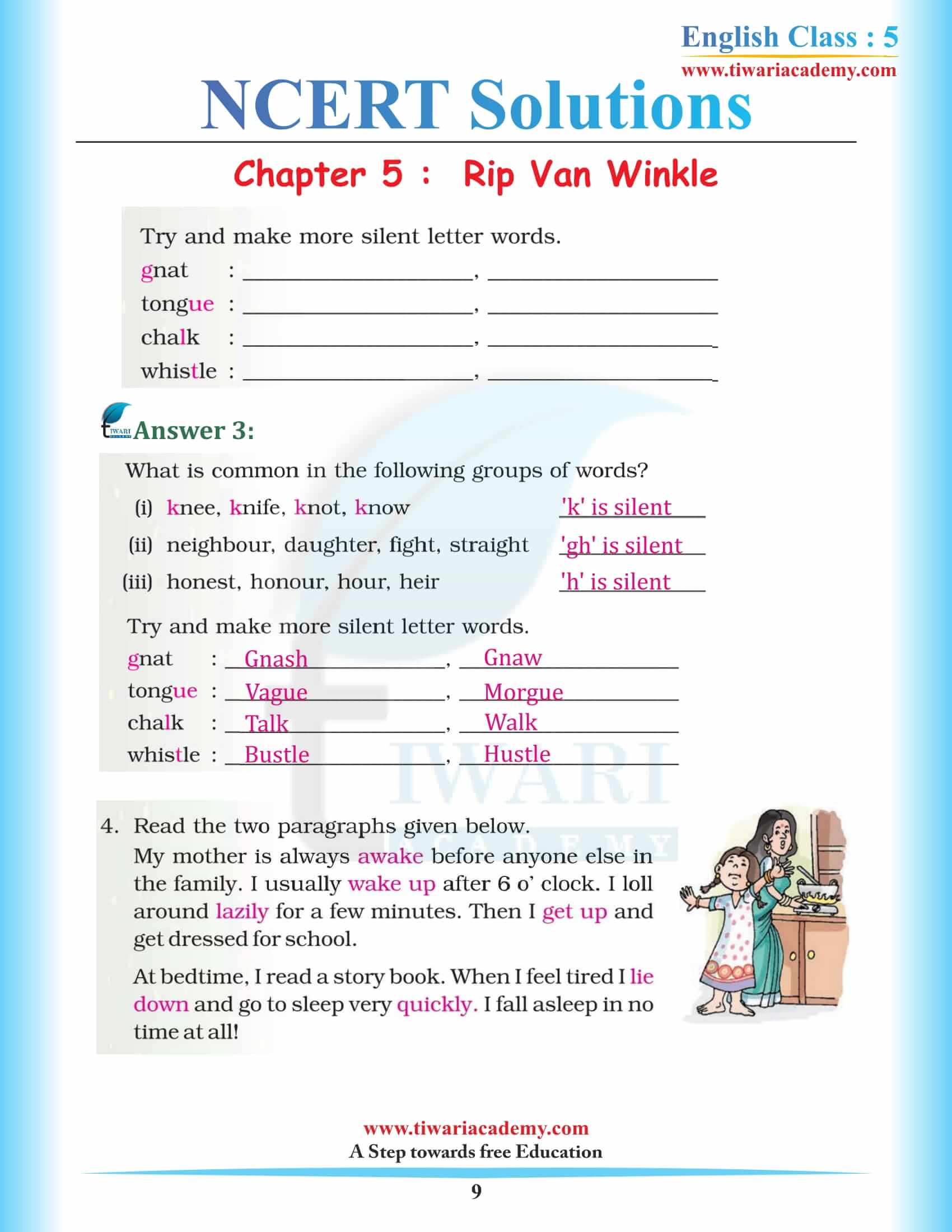 Class 5 English Chapter 5 Rip Van Winkle Question Answers