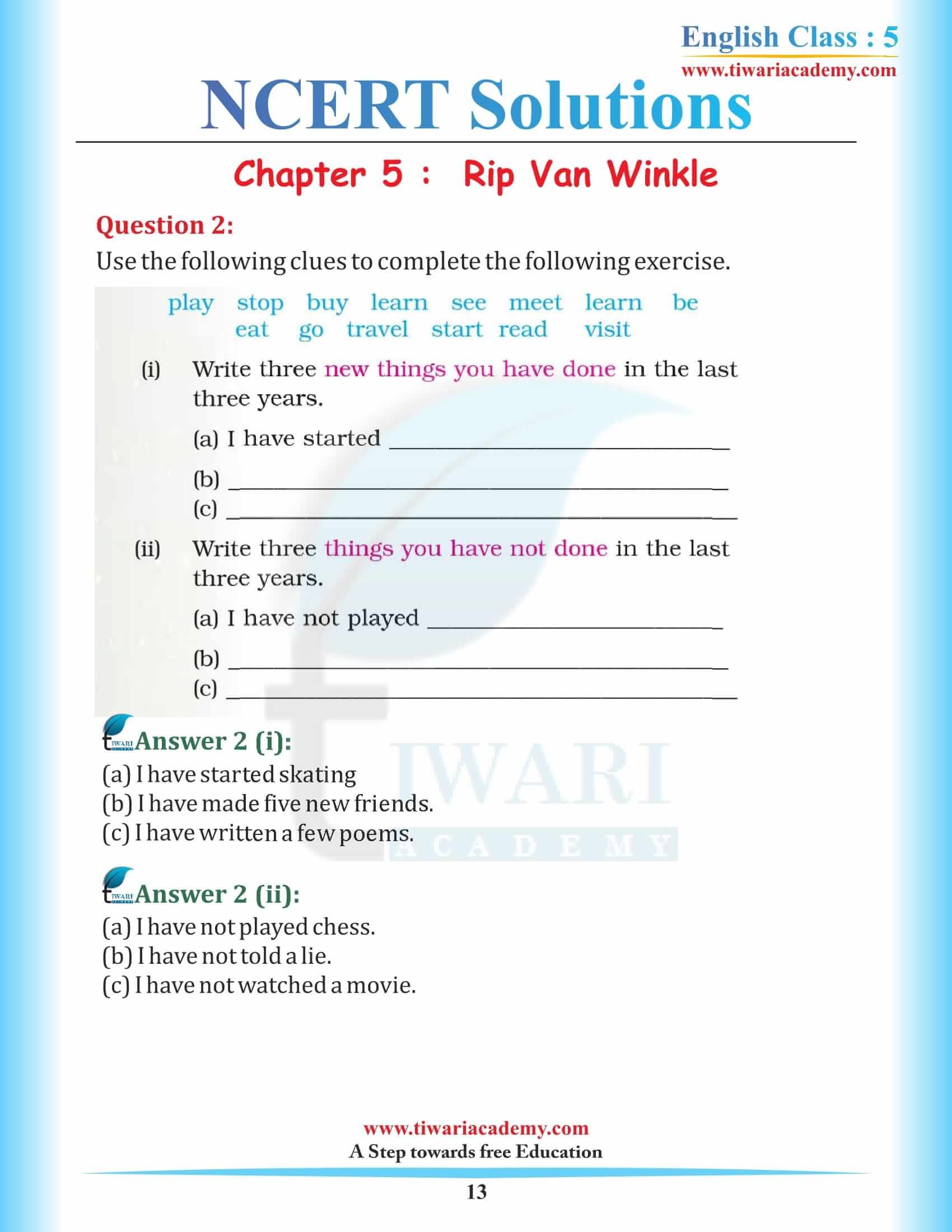 Class 5 English Chapter 5 Rip Van Winkle download