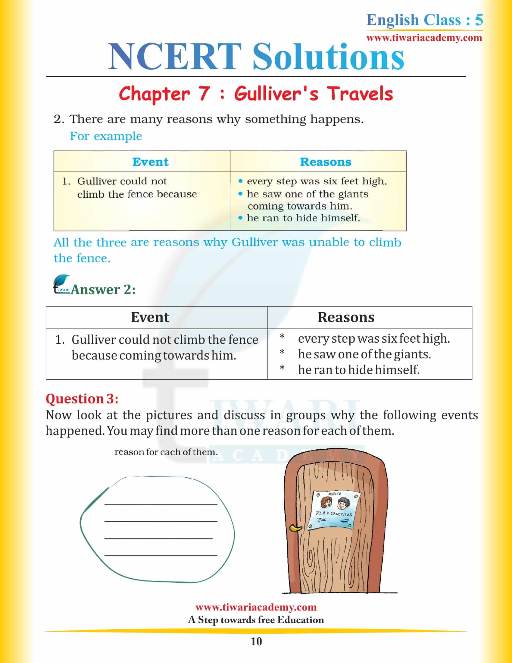 NCERT Solutions for Class 5 English Chapter 7 Gulliver’s Travels Free Download