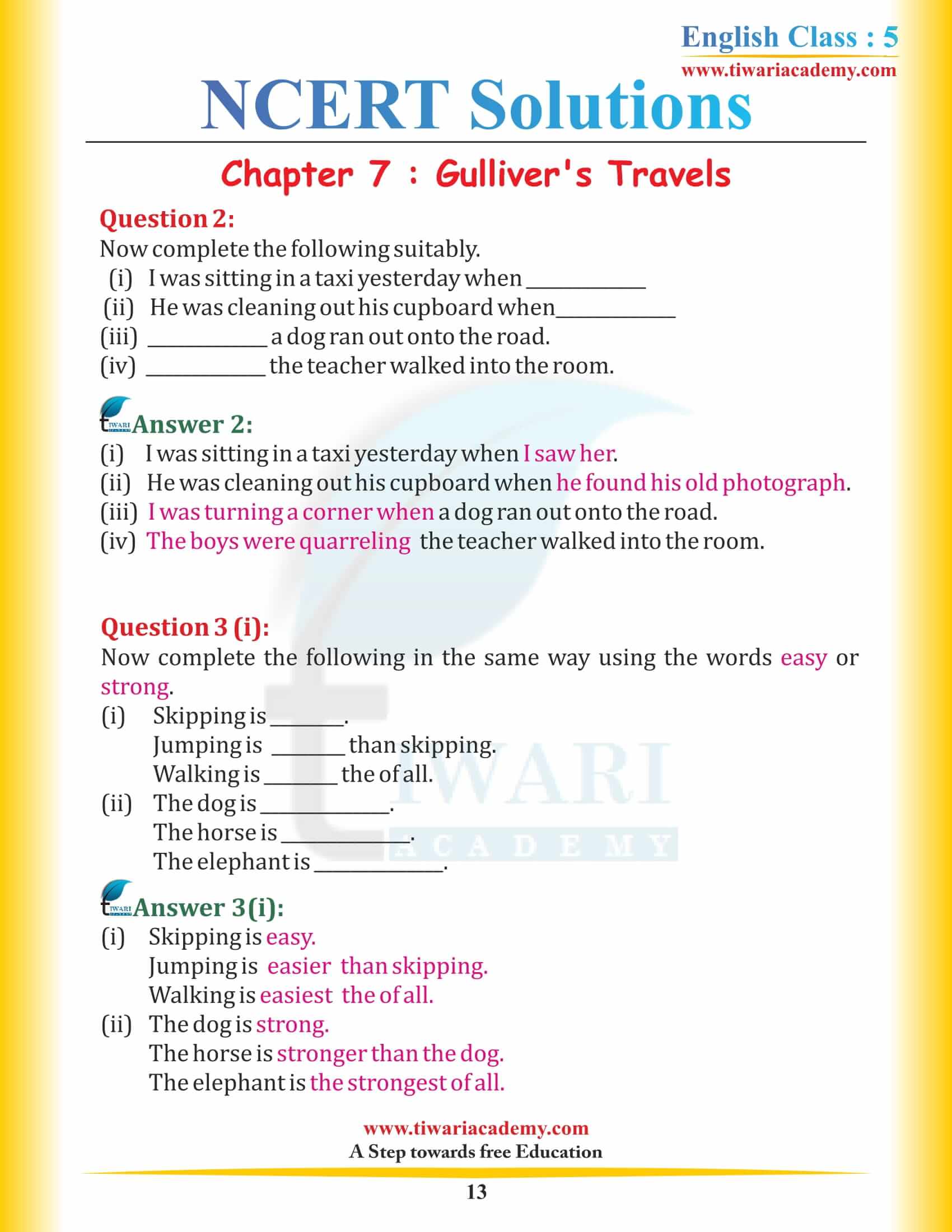 NCERT Solutions for Class 5 English Chapter 7