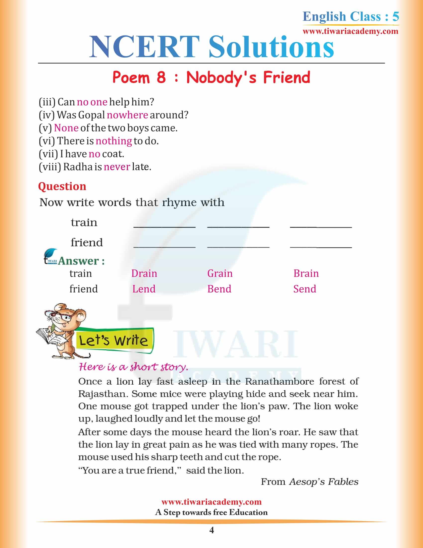 NCERT Solutions for Class 5 English Unit 8 Chapter 2 The Little Bully - Learn CBSE