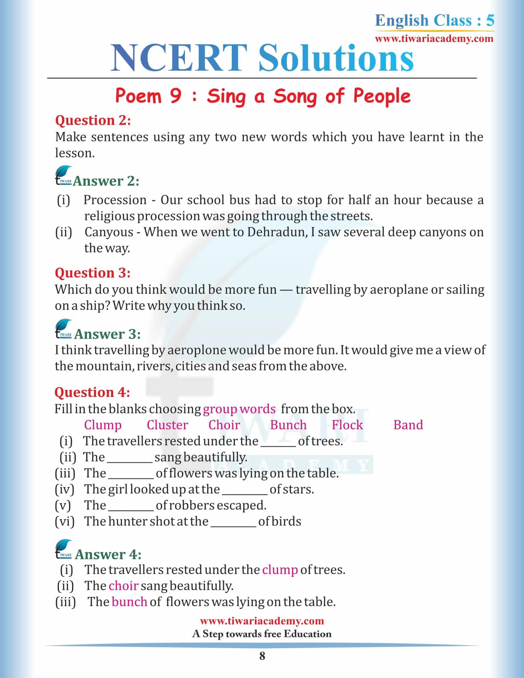 NCERT Solutions for Class 5 English Chapter 9 PDF