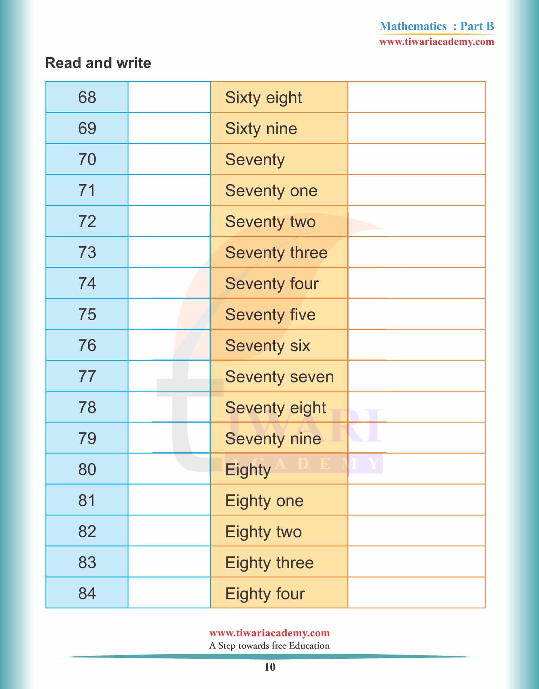 KG Maths Reading Practice Book 10