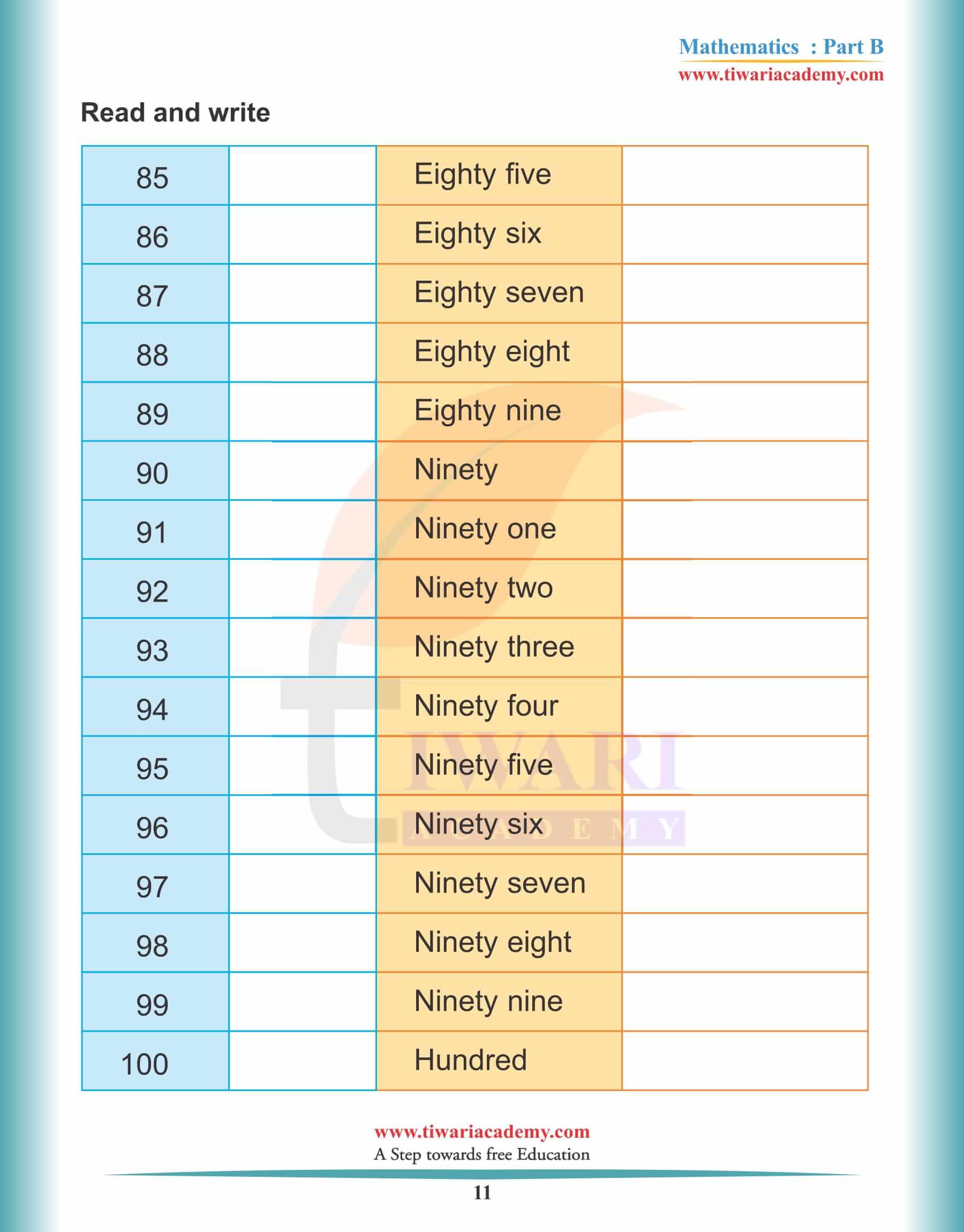 KG Maths Reading Practice Book 11