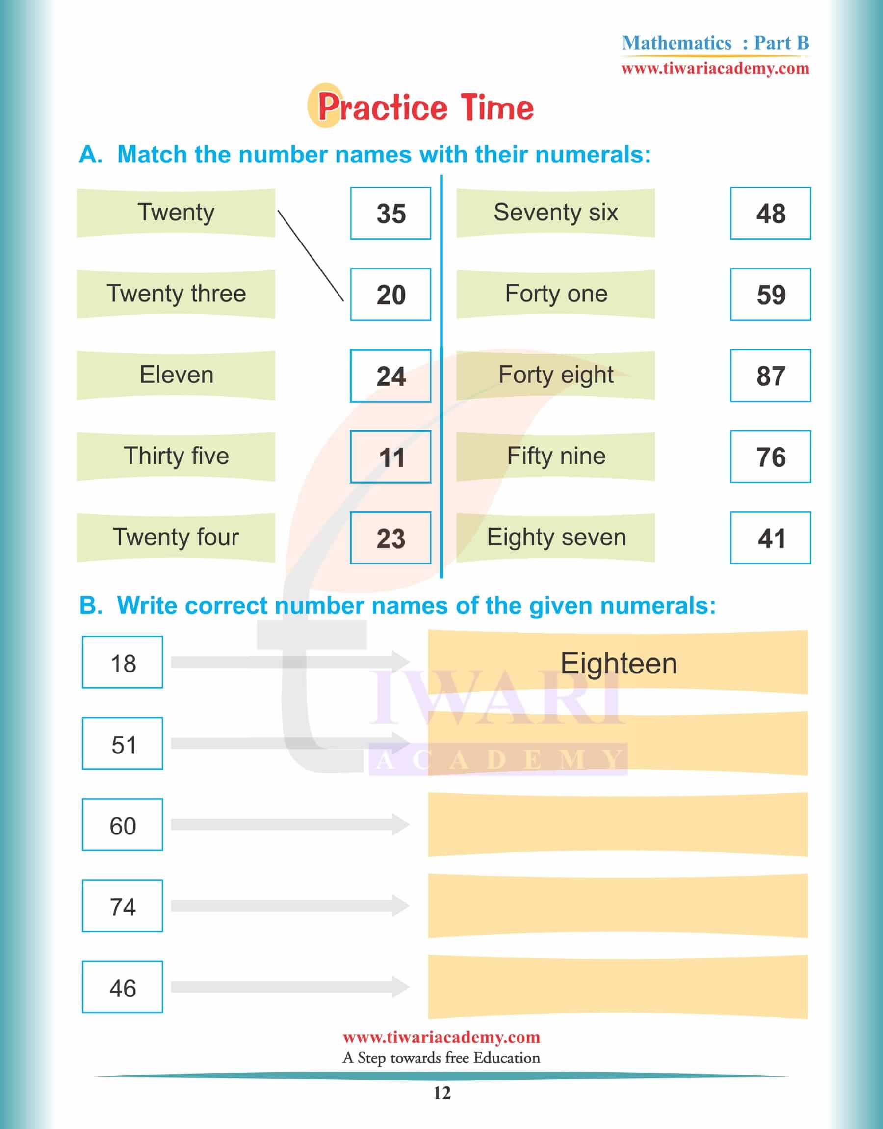 KG Maths Reading Practice Book 12
