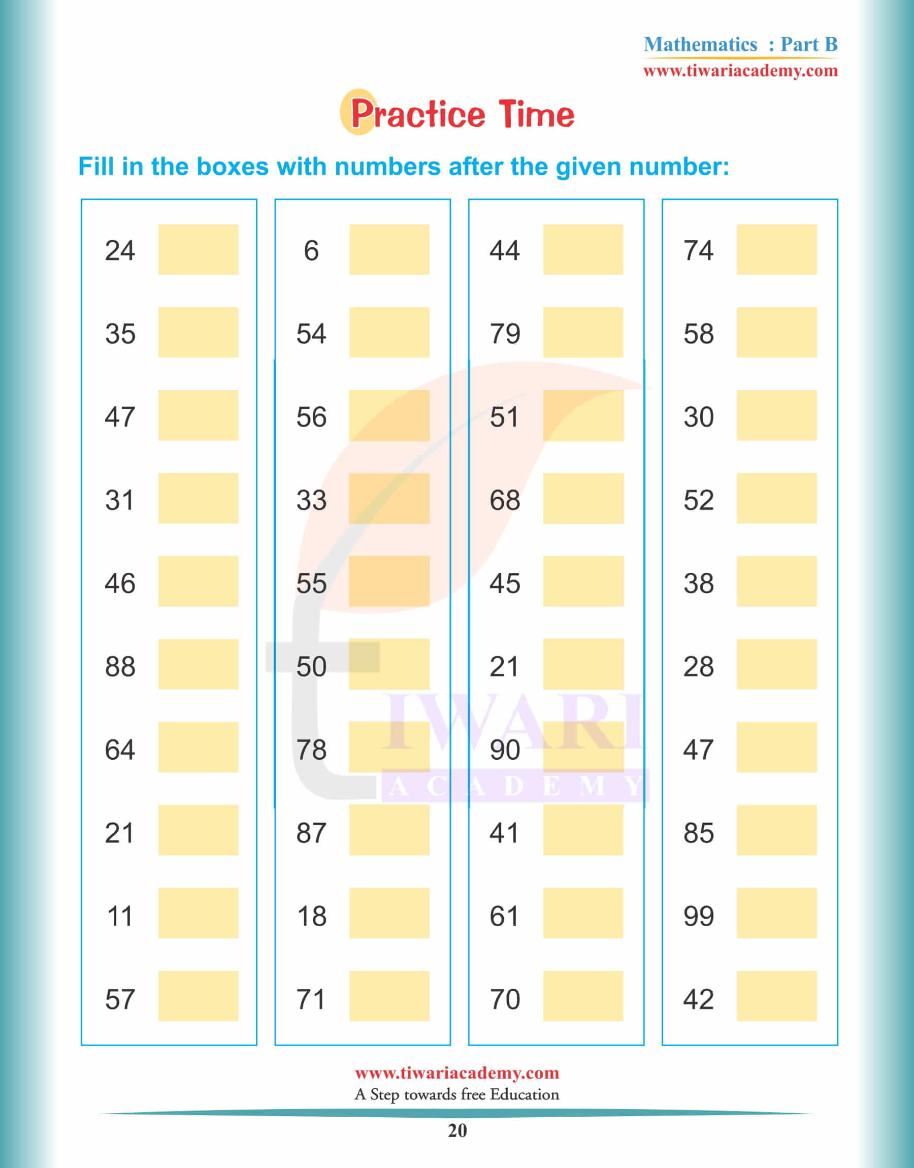 KG Maths Reading Practice Book 20