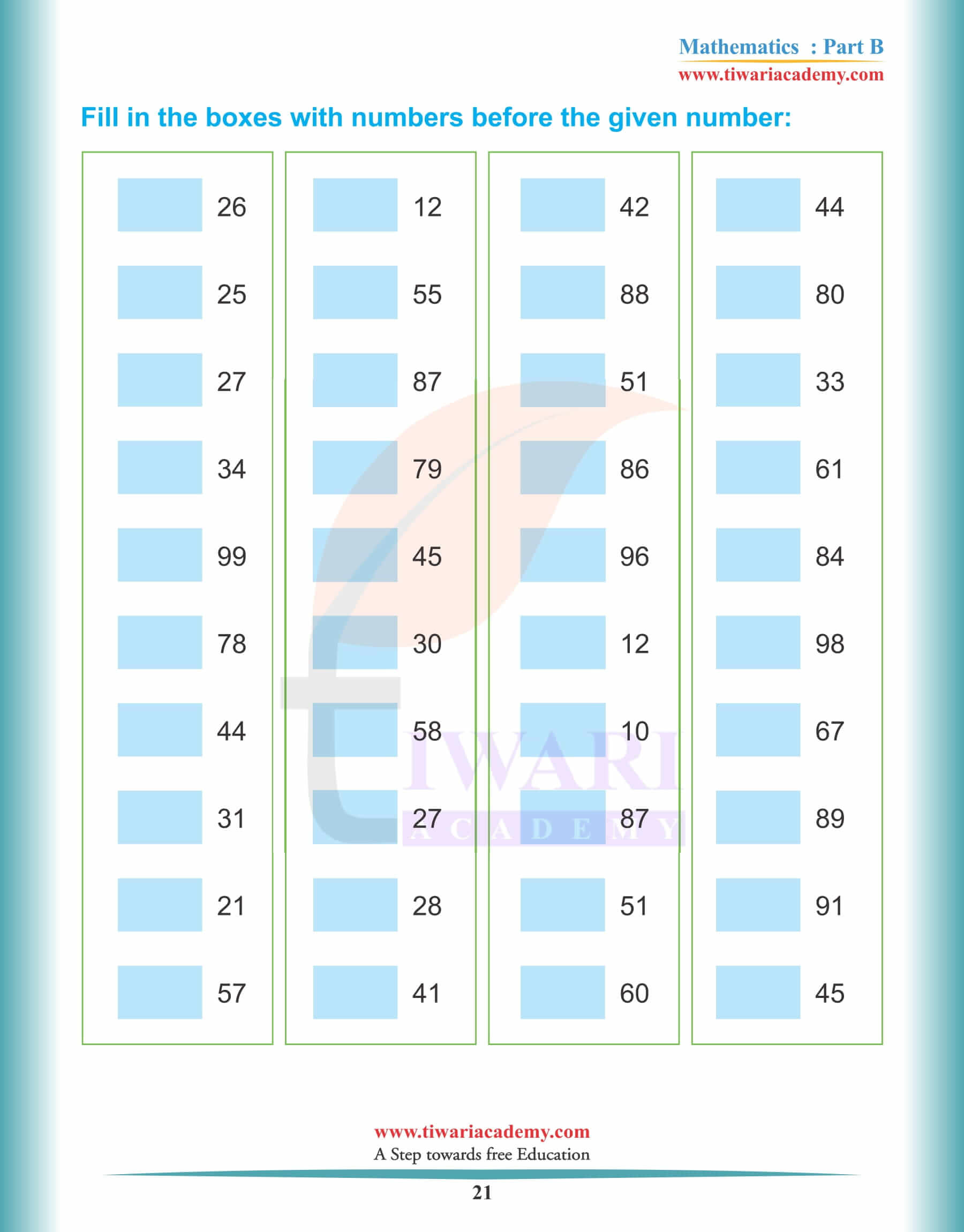 KG Maths Reading Practice Book 21