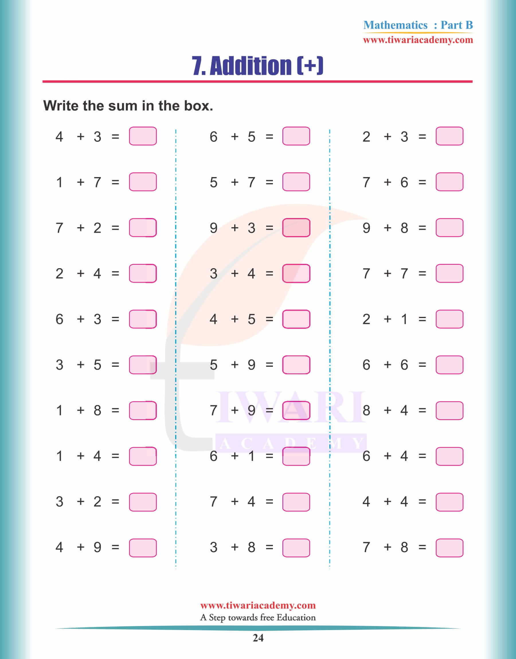 KG Maths Reading Practice Book 24