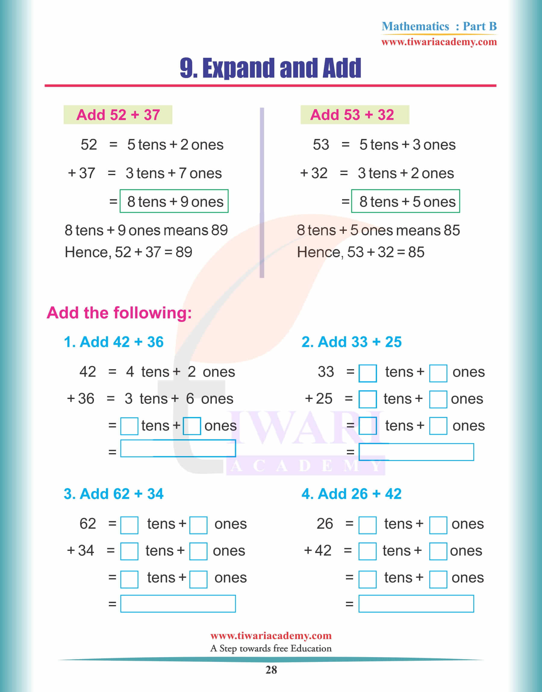 KG Maths Reading Practice Book 28
