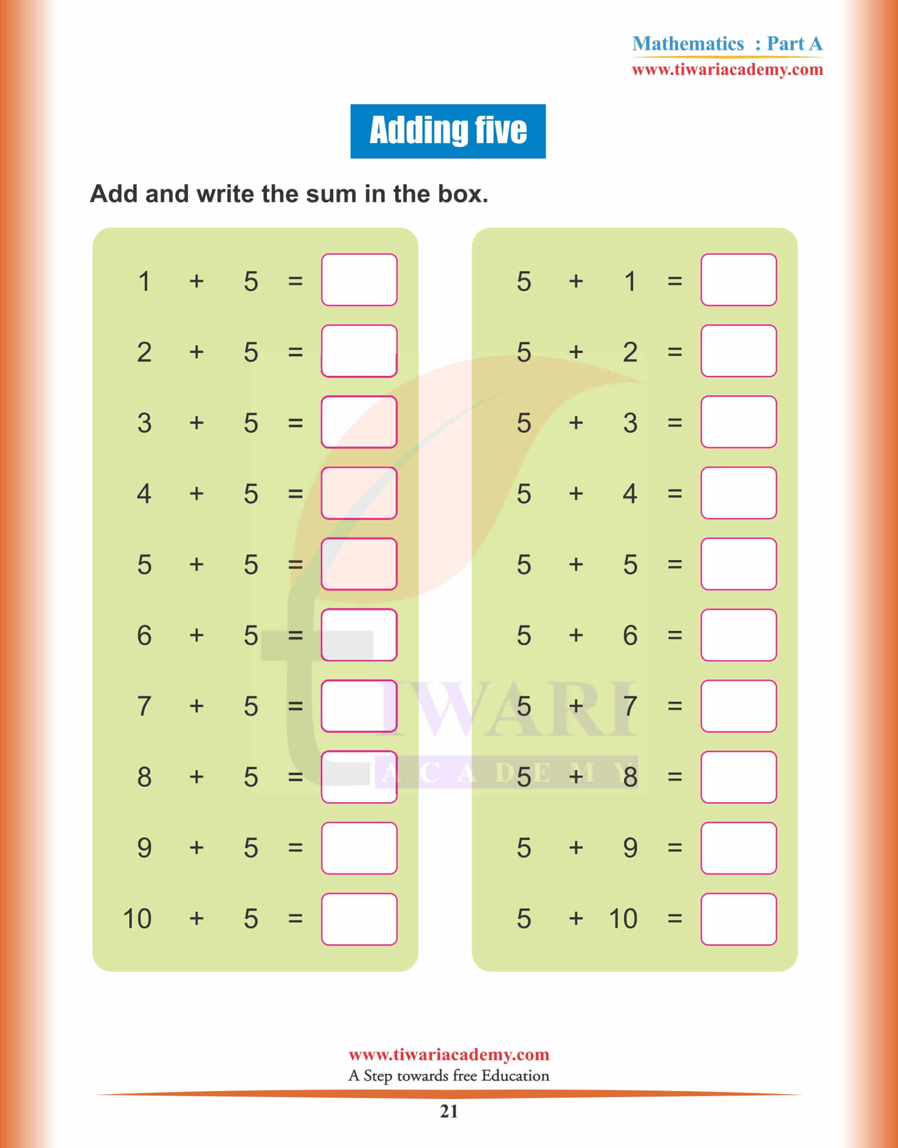 Nursery Maths Topic 21