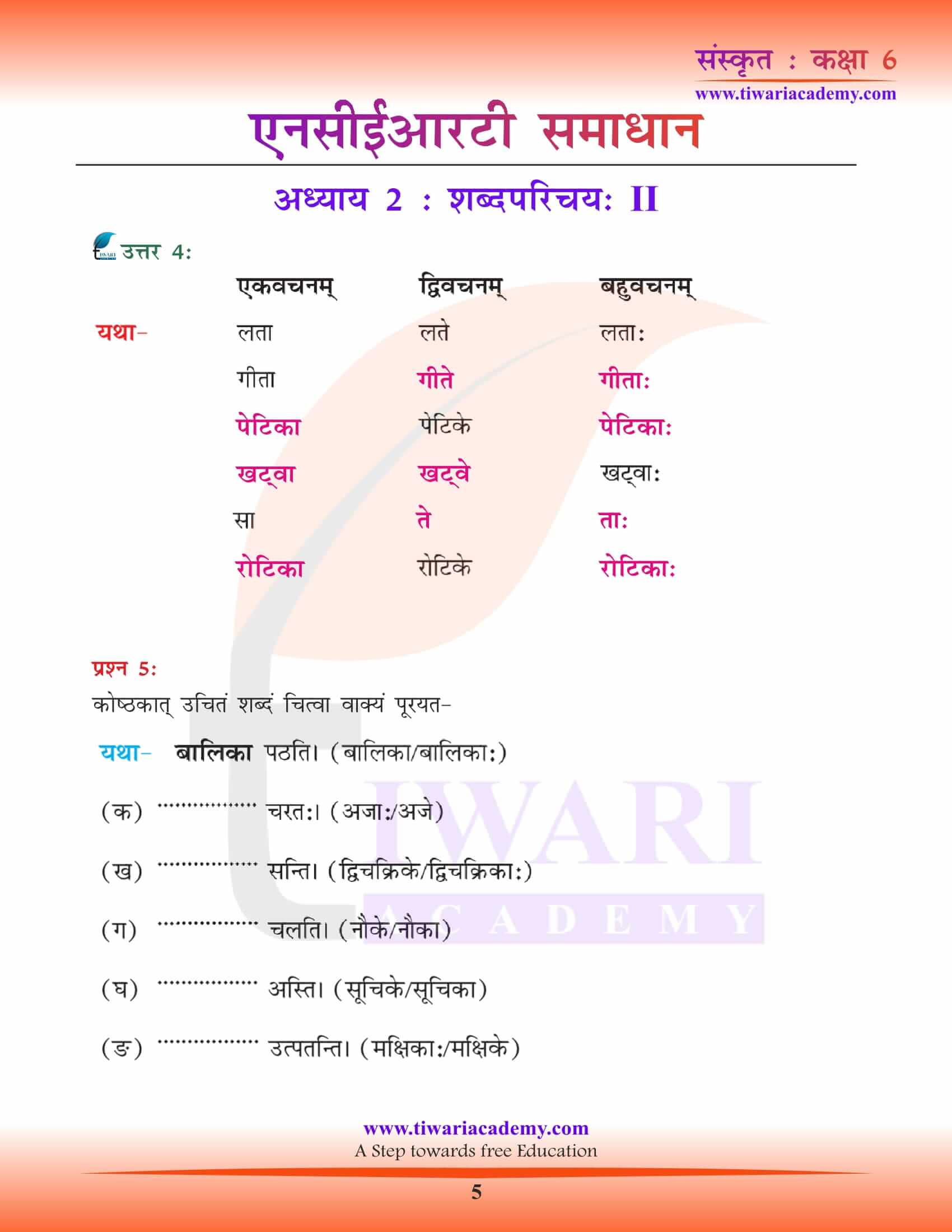 NCERT Solutions for Class 6 Sanskrit Chapter 2 answers