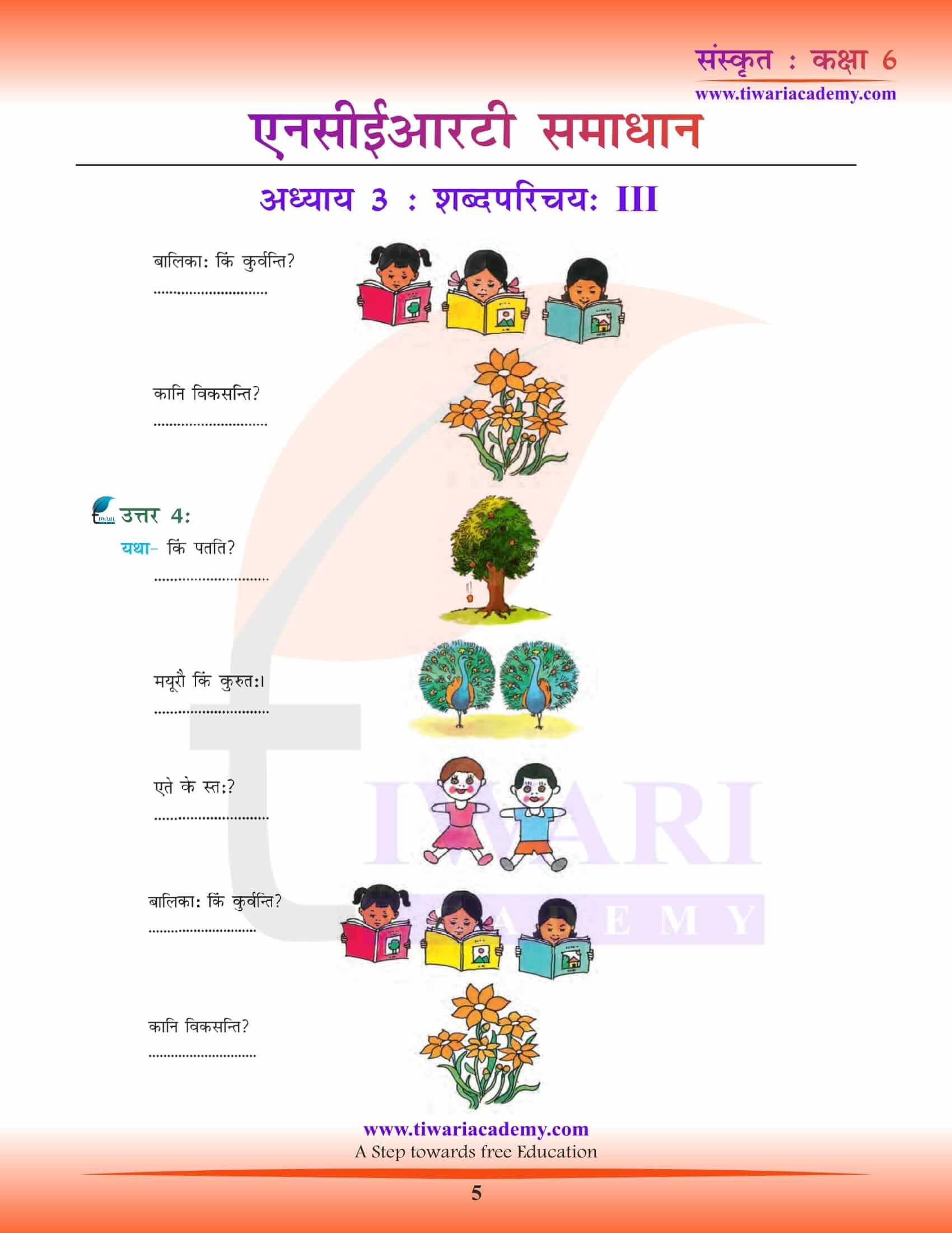 NCERT Solutions for Class 6 Sanskrit Chapter 3 ans