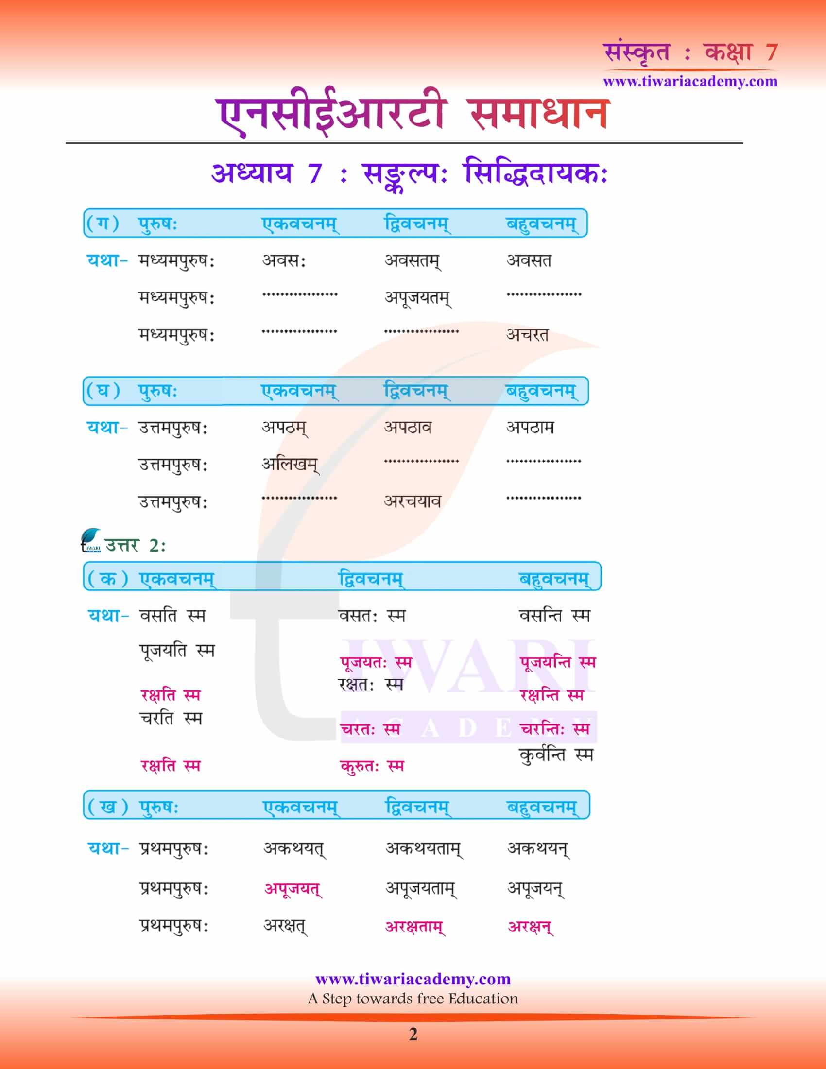 NCERT Solutions for Class 7 Sanskrit Chapter 7 pdf