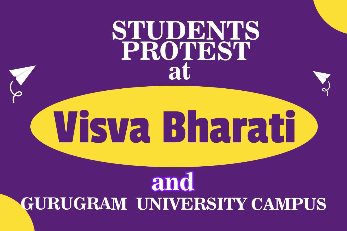 Students protest at Visva Bharati and Gurugram University campus