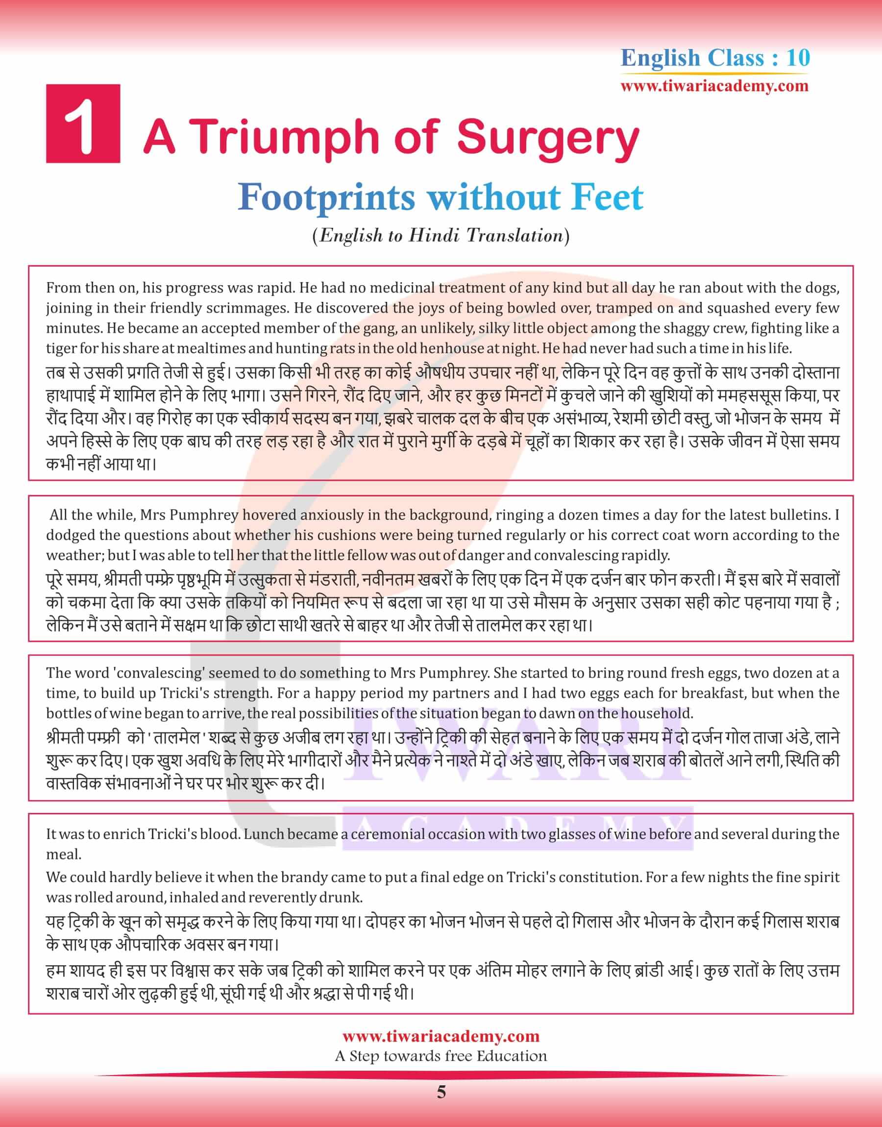 Class 10 English Supplementary Chapter 1 Hindi Translation