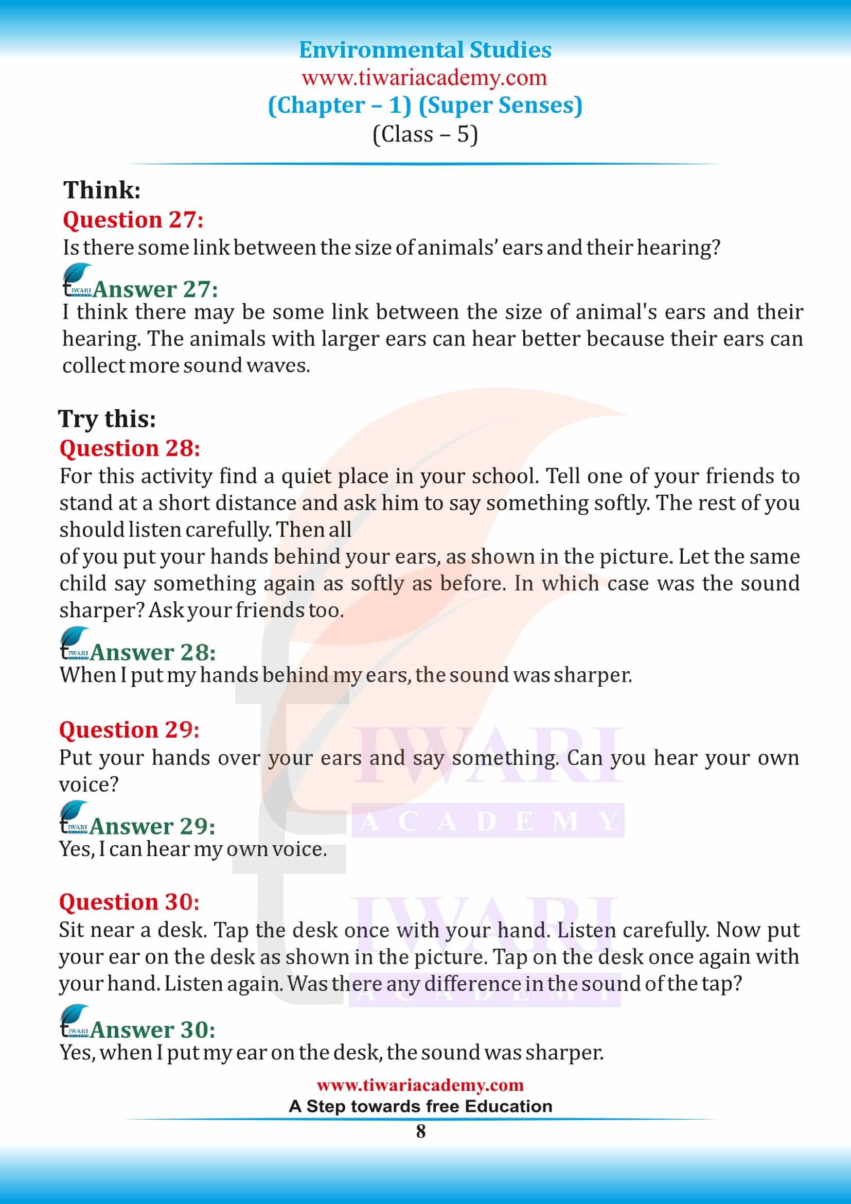 Class 5 EVS Chapter 1 all answers