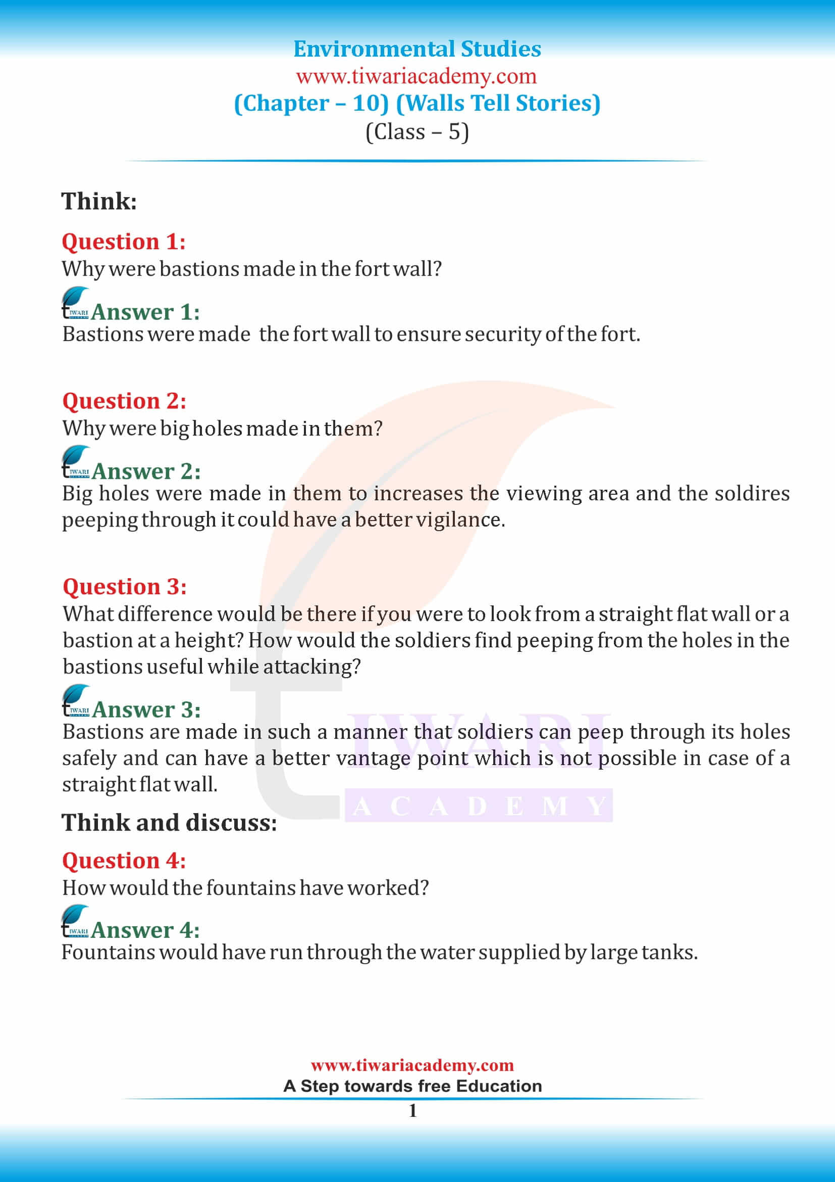 NCERT Solutions for Class 5 EVS Chapter 10 Walls Tell Stories