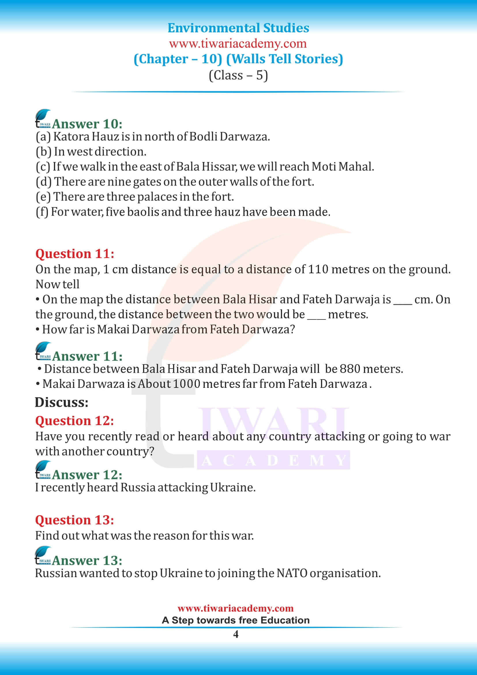 NCERT Solutions for Class 5 EVS Chapter 10 in English Medium