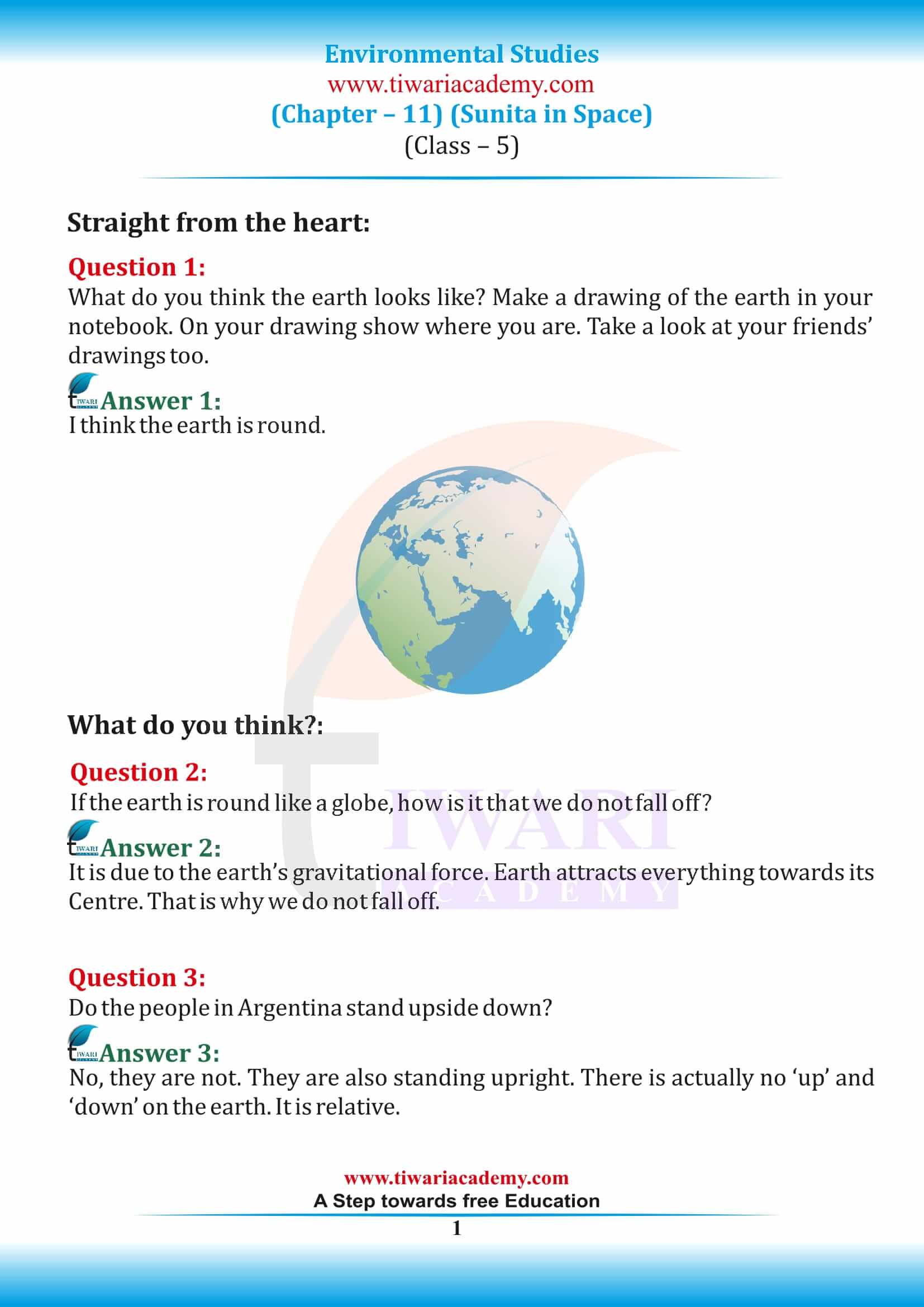 NCERT Solutions for Class 5 EVS Chapter 11 Sunita in Space