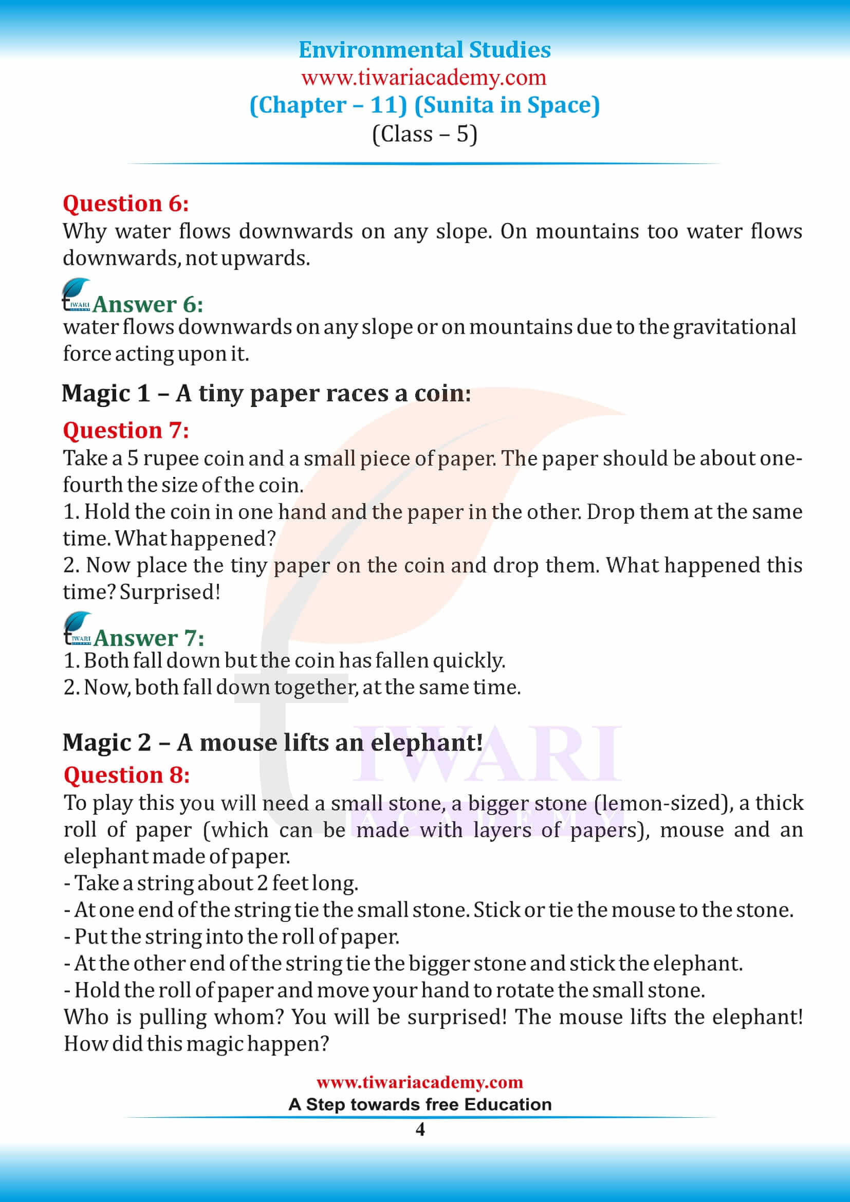 NCERT Solutions for Class 5 EVS Chapter 11 in English Medium