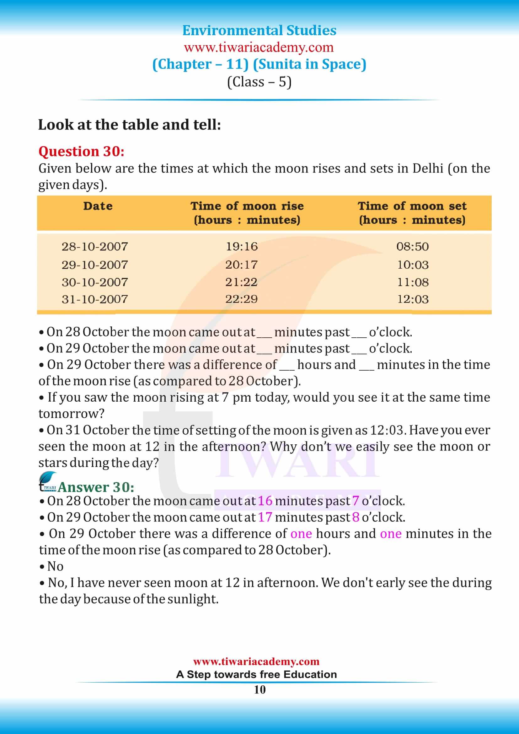 Class 5 EVS Chapter 11 in English Medium