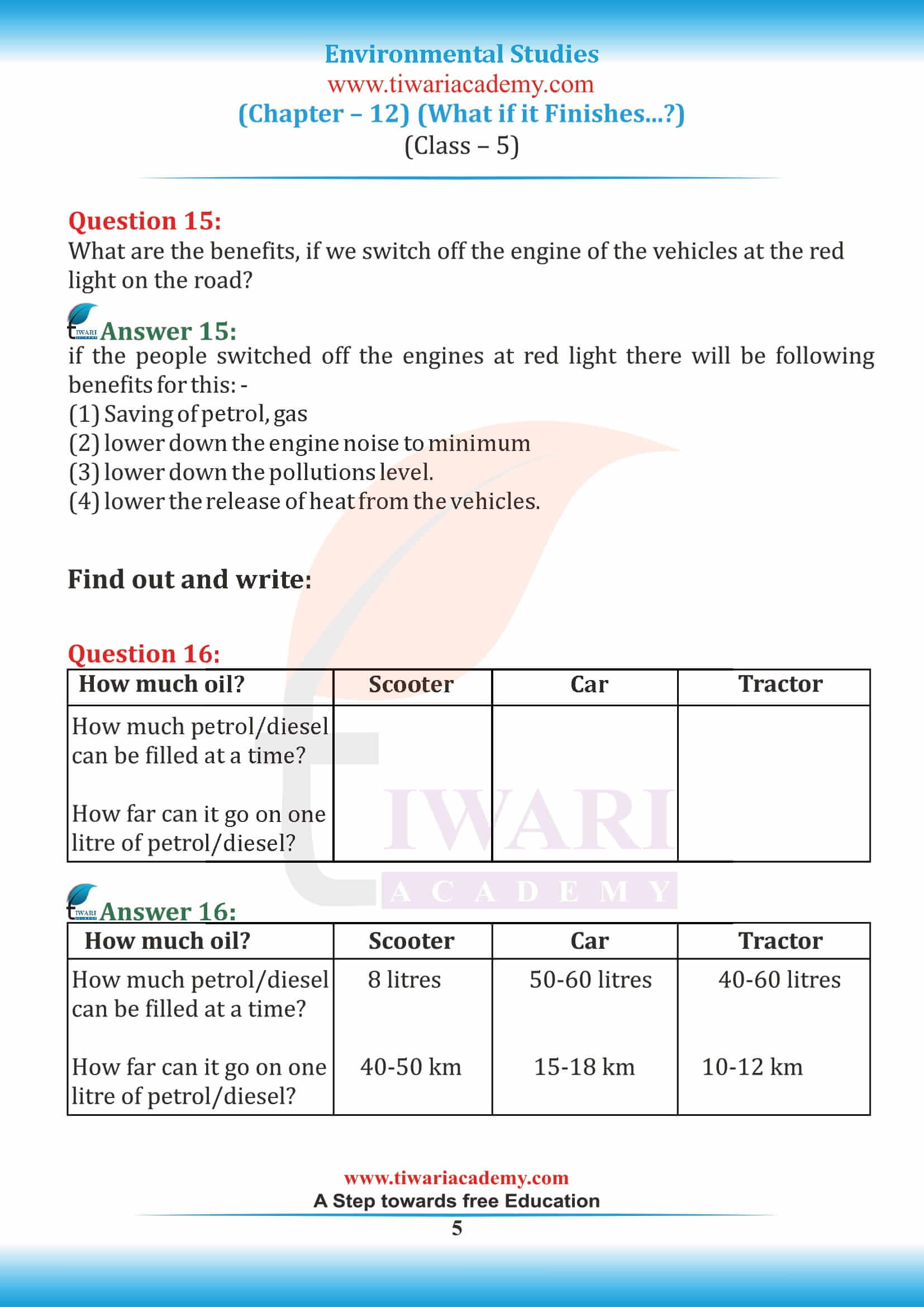 NCERT Solutions for Class 5 EVS Chapter 12 free download