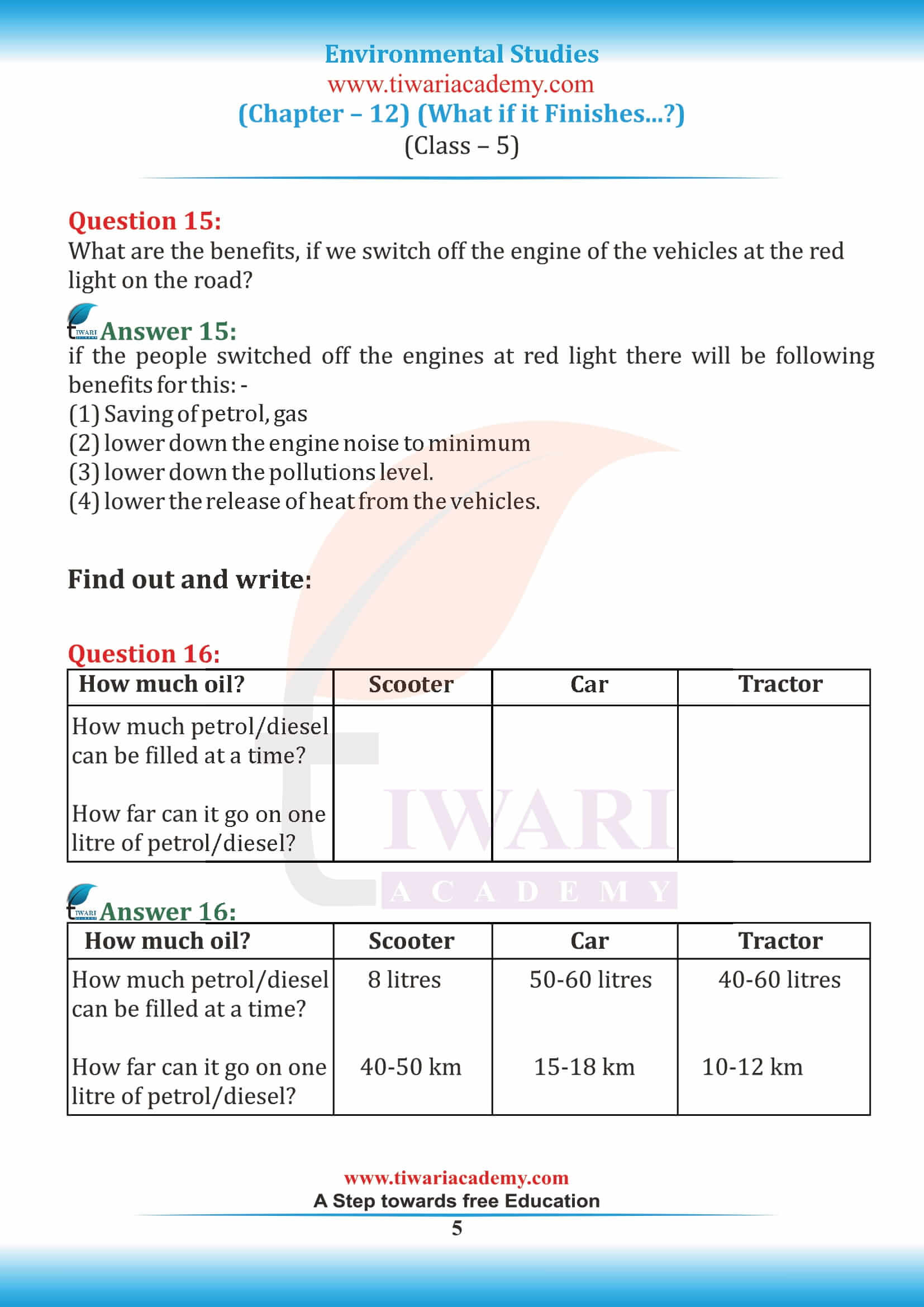 NCERT Solutions for Class 5 EVS Chapter 12 free download